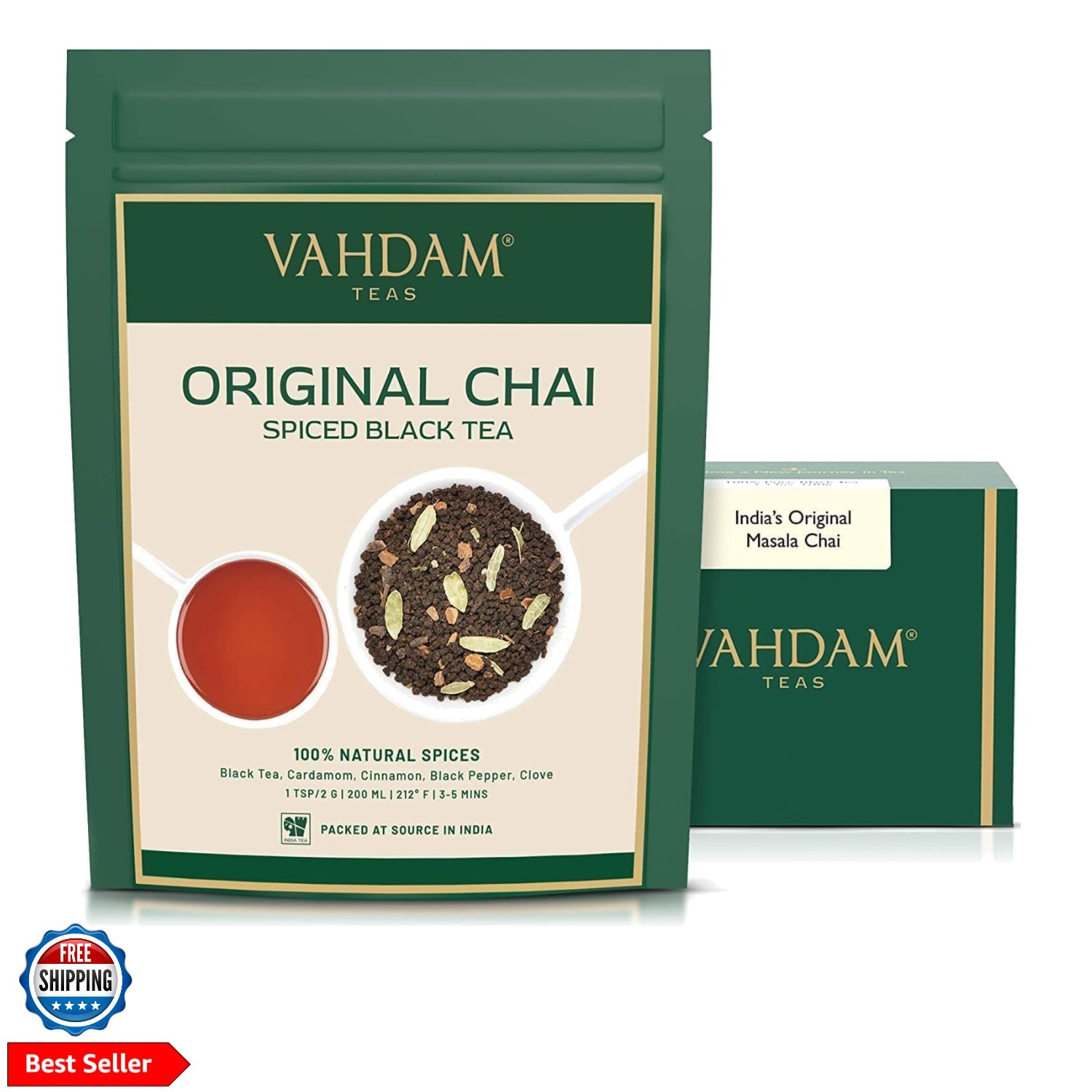 India’s Masala Chai Tea Loose Leaf 50 Cups/3.53oz Blend Of Black Tea, Cinnam…