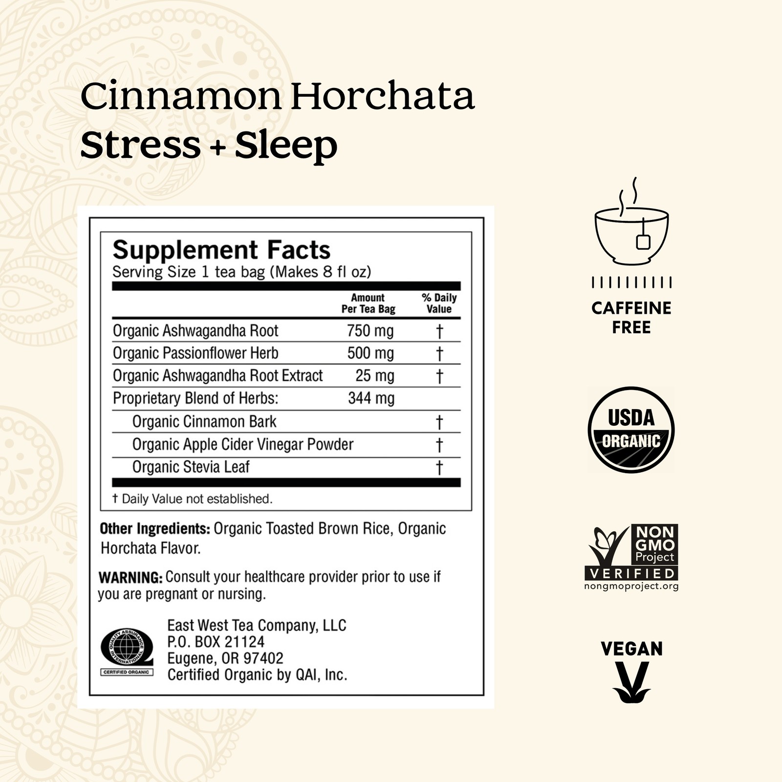 Yogi Tea – Cinnamon Horchata Stress + Sleep (4 Pack) Caffeine Free 64 Tea Bags