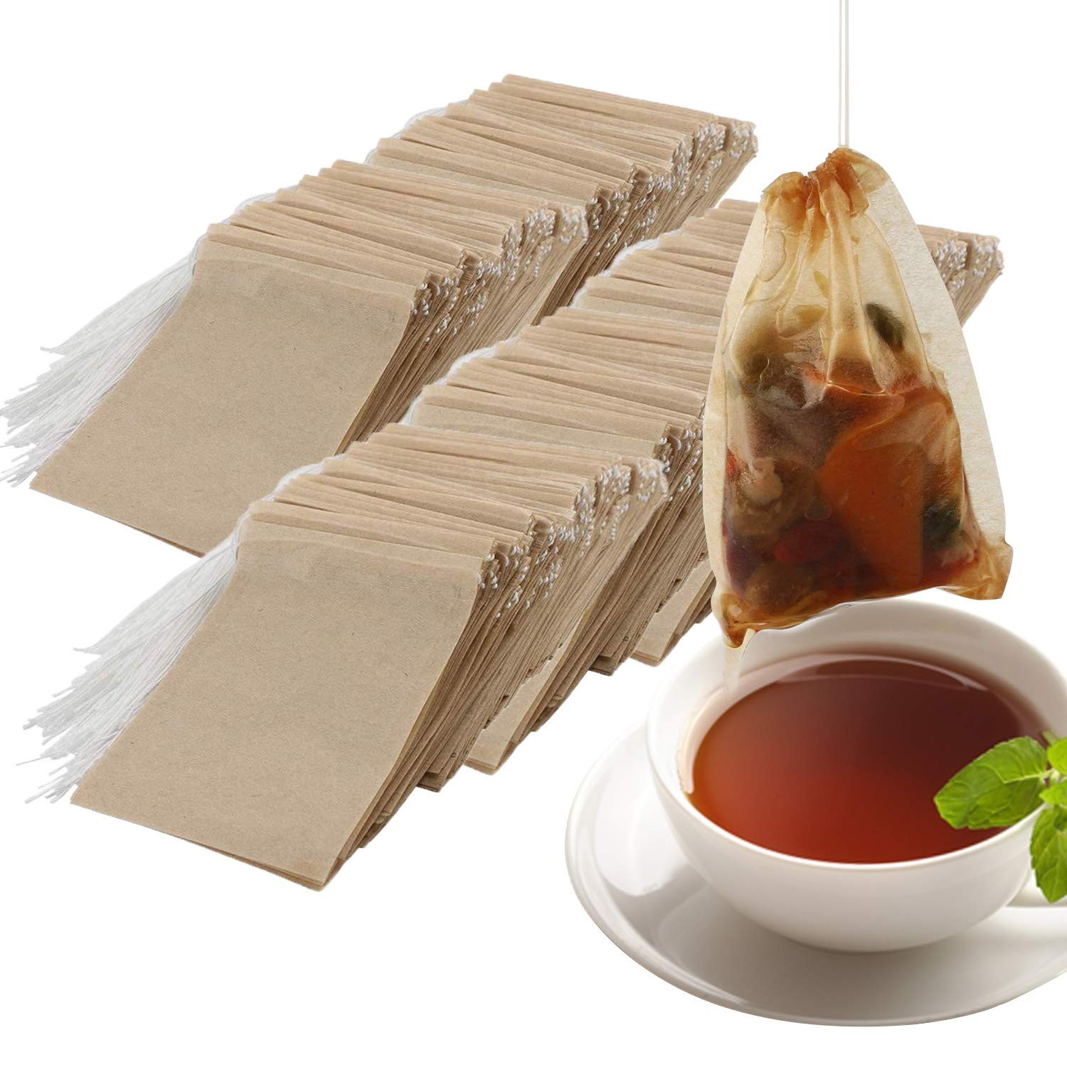 600 Pcs Disposable Tea Bags with Drawstring – Empty Tea Filter Bags for Loose Le