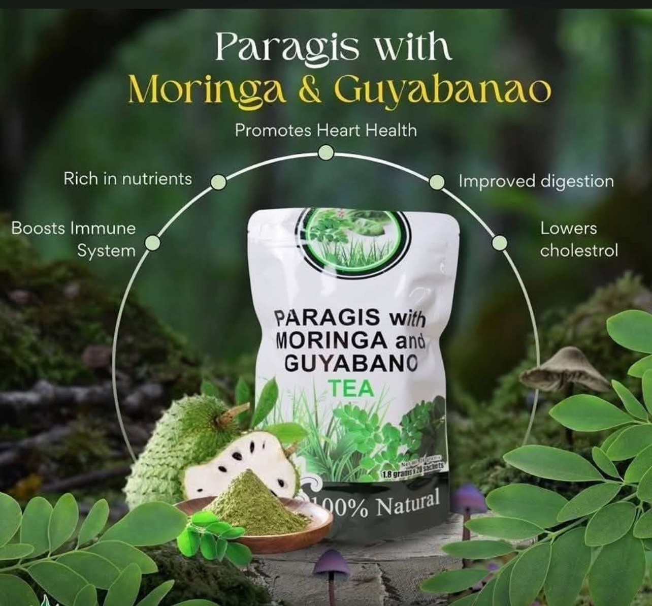 Chef Ayub’s Paragis Moringa Guyabano 100% Natural Herbal Tea 20 Bags