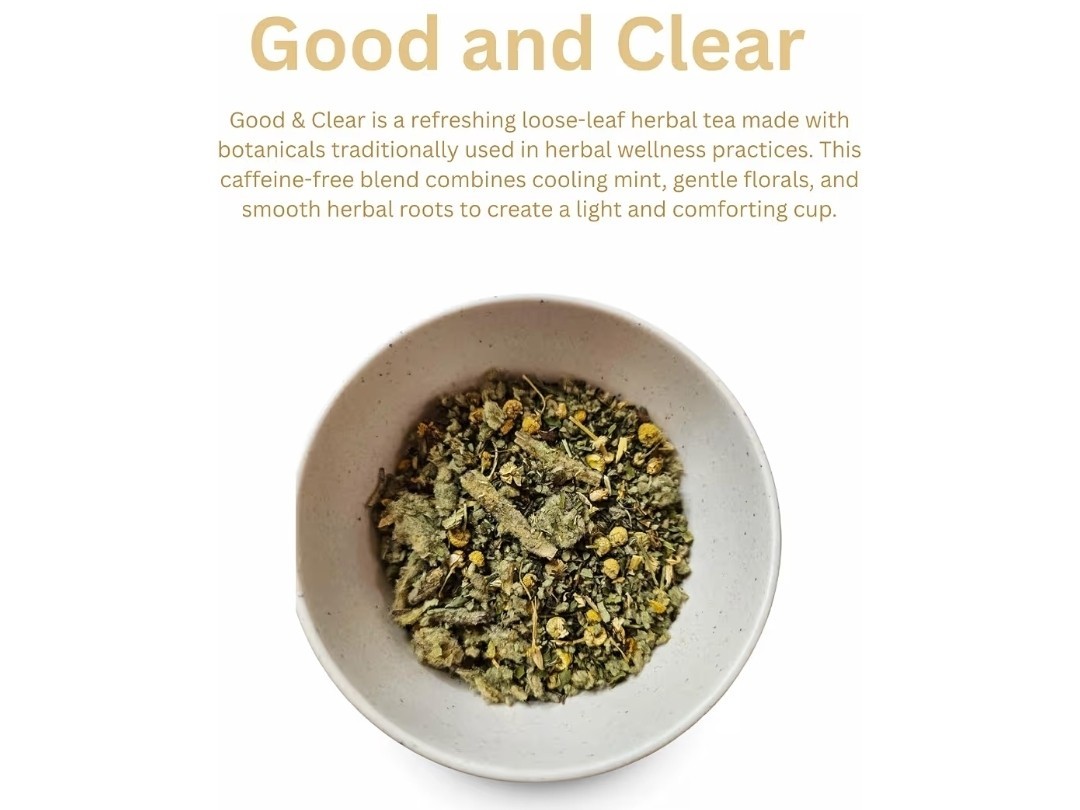 The Good Village Co. Good & Clear Loose Leaf Herbal Tea Mint Chamomile 2oz 50