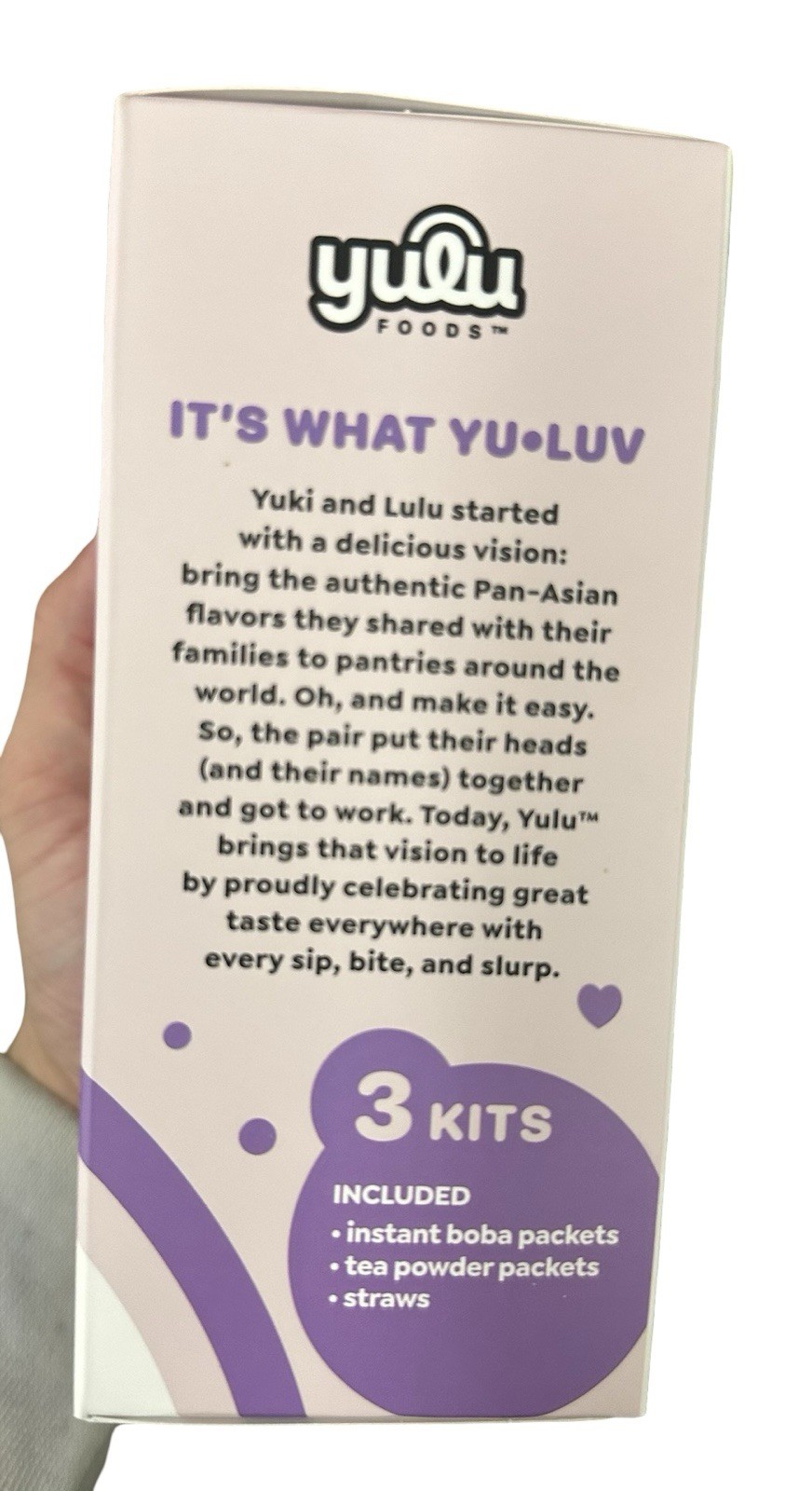 Yulu Foods Taro Milk Tea Instant Boba 3 Kits, Caffeine-Free, 234g 8.35oz 1 Box