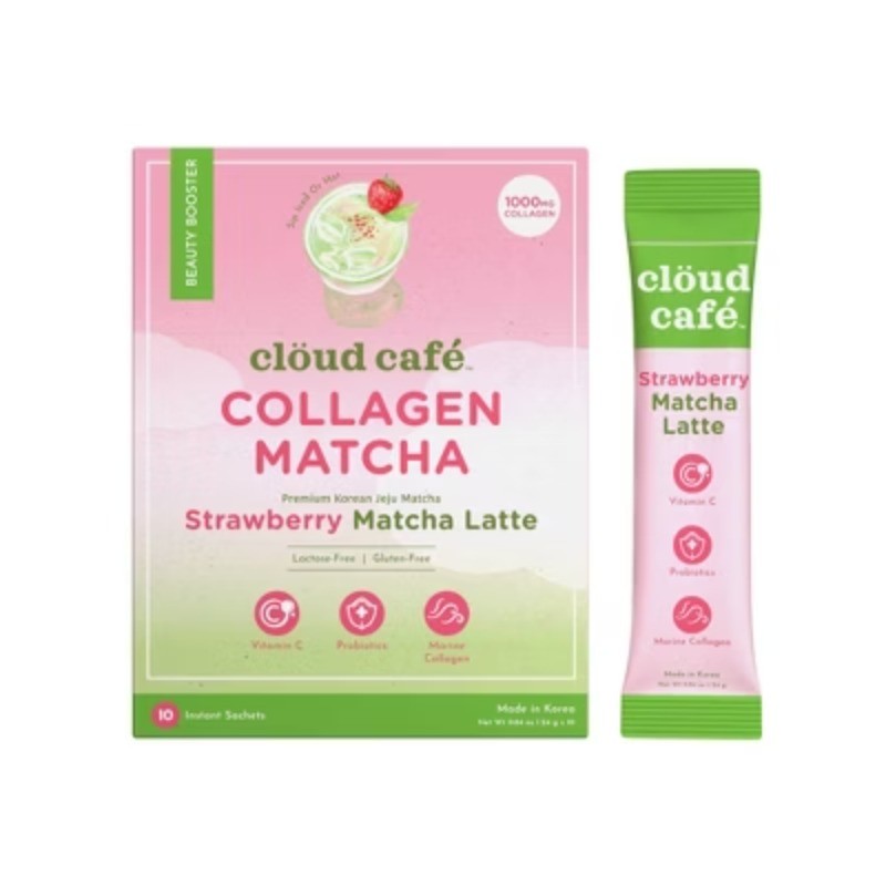 Strawberry Matcha Latte with Marine Collagen Instant Green Tea – 8oz