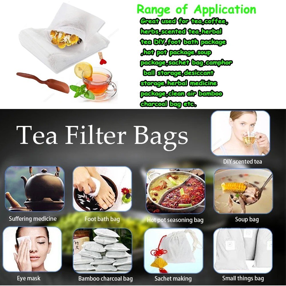 100PCS 5x7cm Disposable Tea Filter Bags Mesh Herb Coffee Infuser Pouches