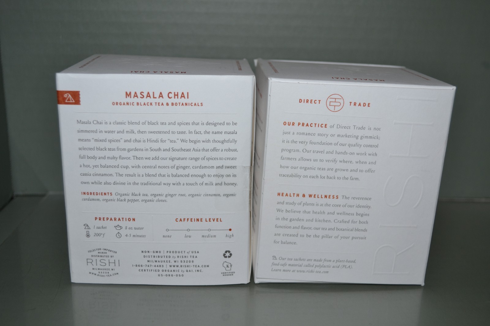 (2) Rishi Tea Masala Chai Tea, 15 Sachets Each Box, Best By 03/2027+