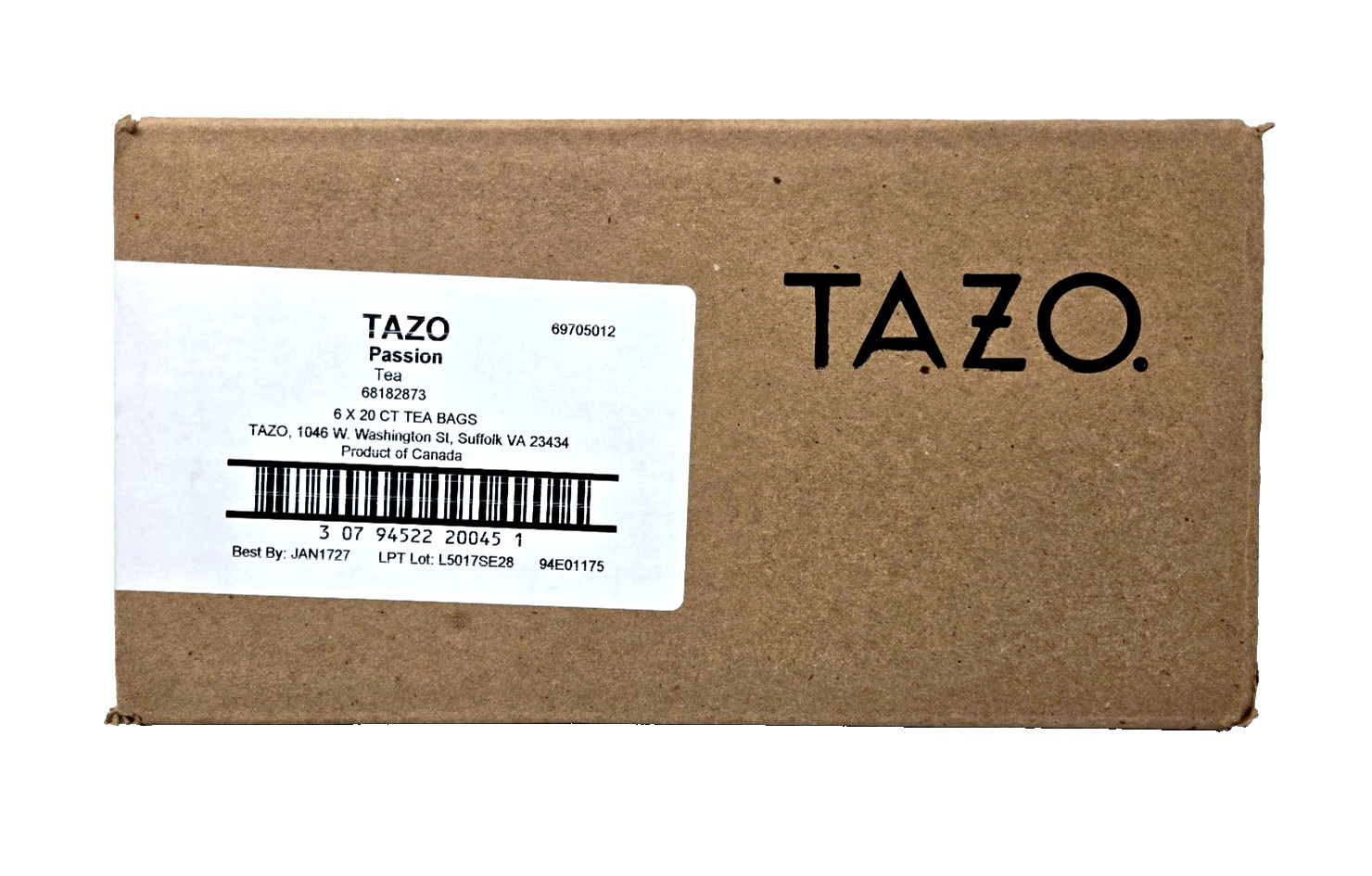 TAZO Passion Herbal Tea Bags, Iced or Hot, Caffeine-Free, Lot of 6 (120 total)