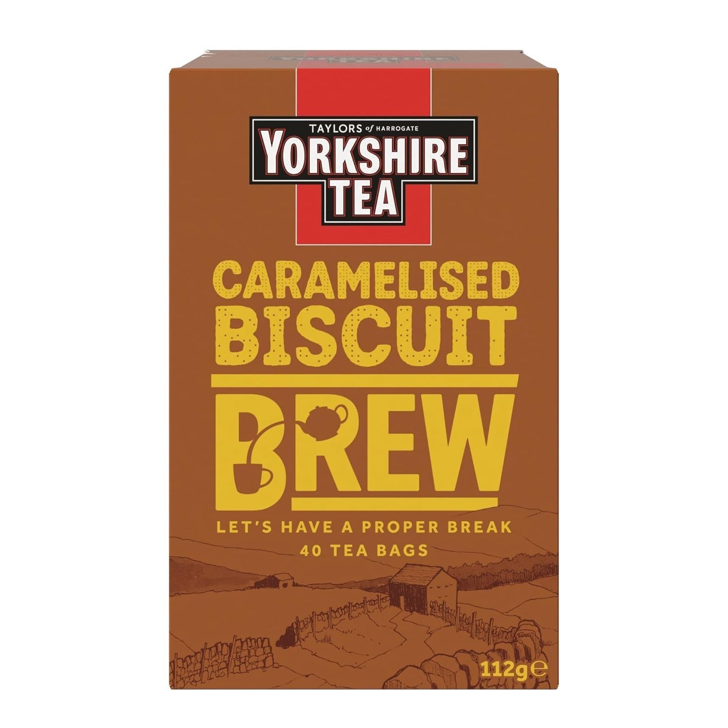 Yorkshire Tea Caramelised Biscuit Brew – 40 Count Caffeinated Pillow Tea Bags