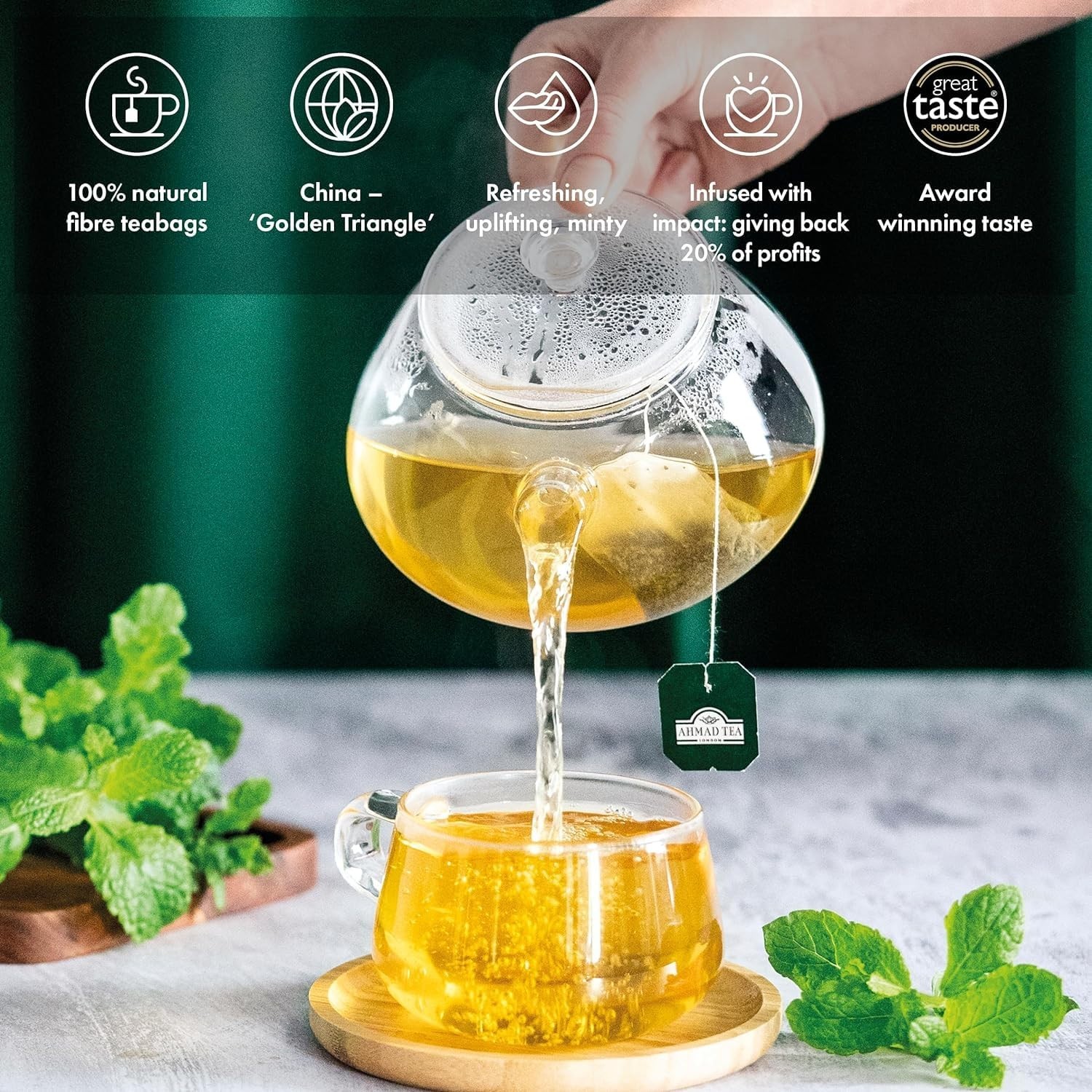 Mint Spearmint Green Tea Bags, 100 ct – , Caffeinated & Sugar-Free