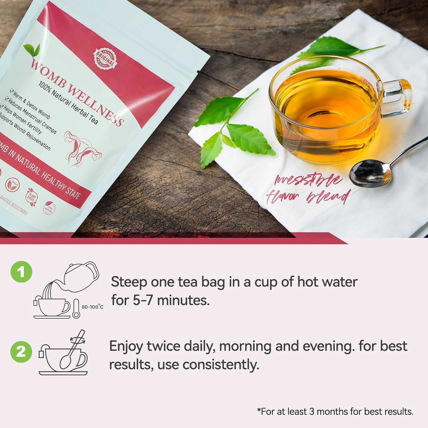 Laicuherb Natural Womb Fertility Tea for Women Ovary and Uterus Cleanse, Womb De