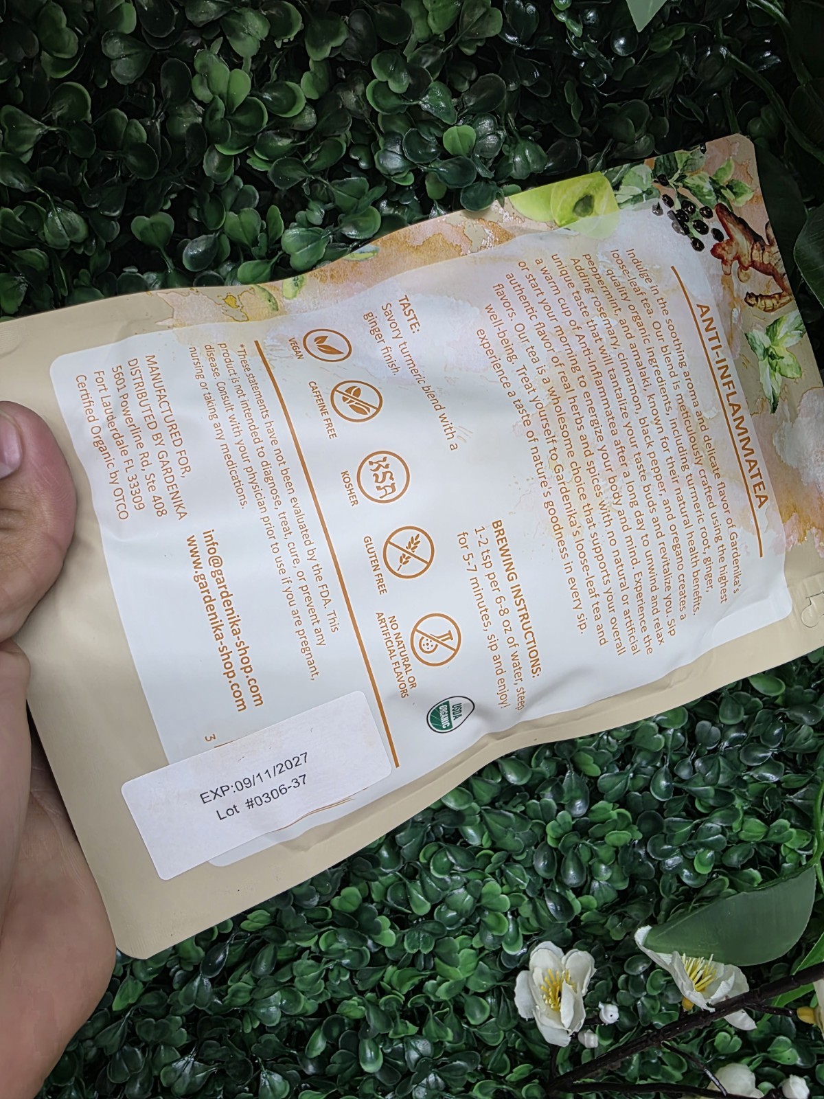 Gardenika Anti-limpieza Loose Leaf Tea 4 oz USDA Organic Turmeric Ginger