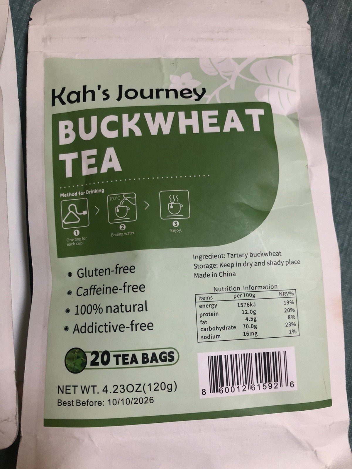 Kahs Journey Buckwheat Tea Lot 2 Packs 40 Bags Premium Non-GMO Gluten-Free Vegan