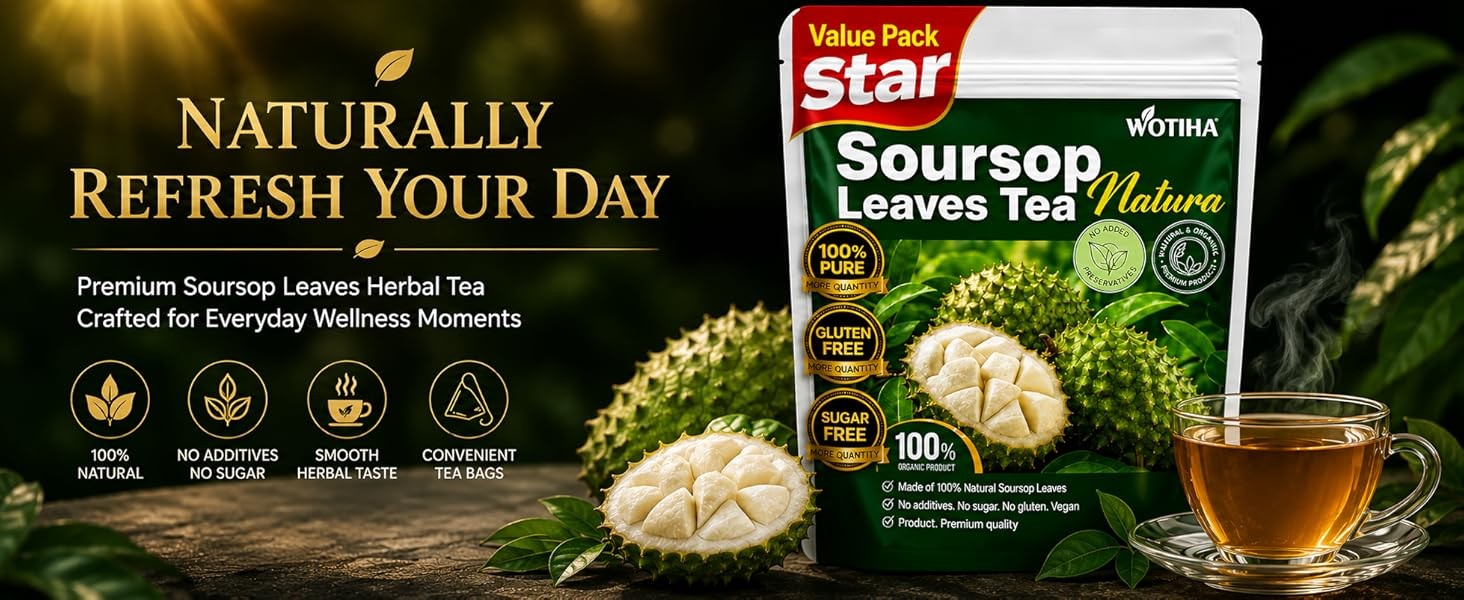 45 Count Premium Soursop Graviola Tea Bags – 100% Natural soursop leaves,