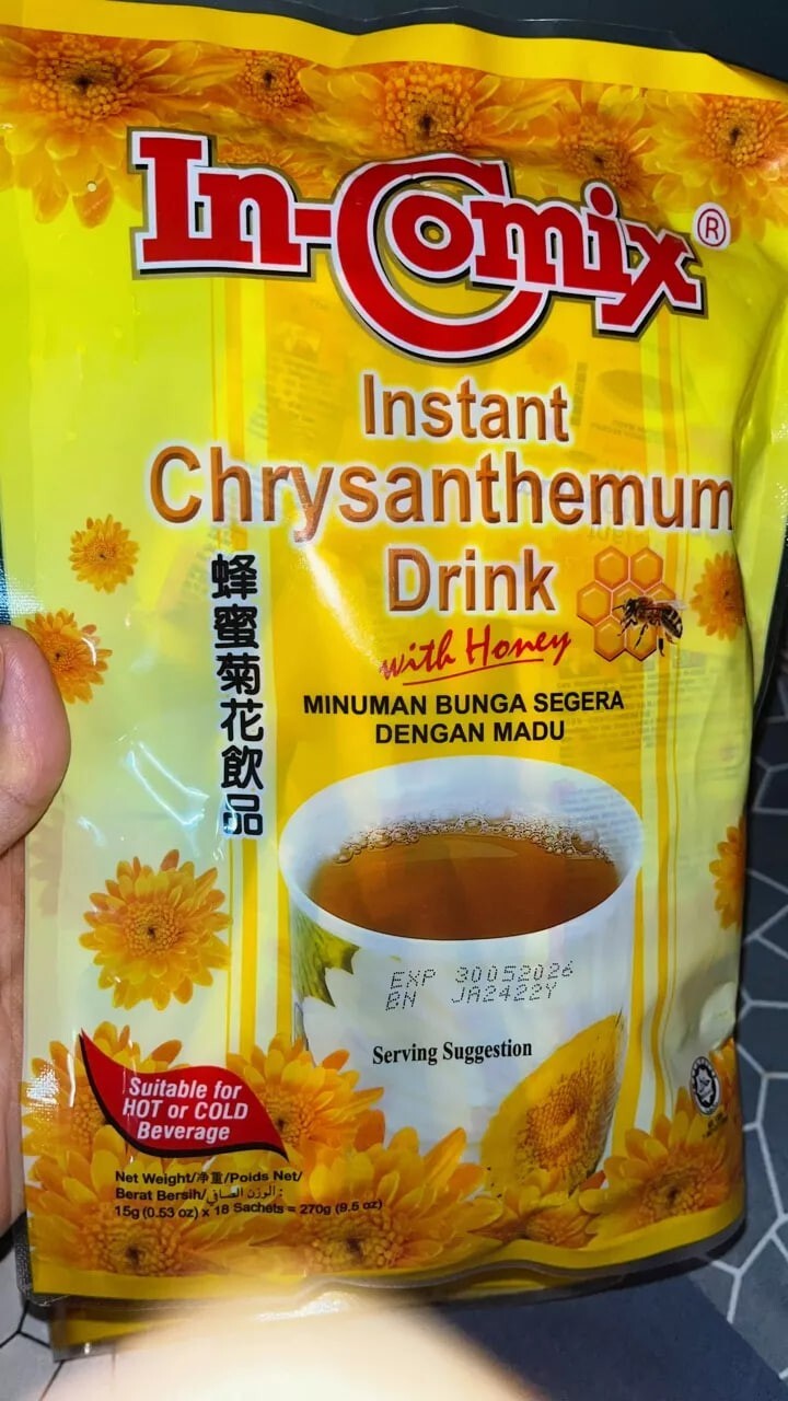 In-Comix Instant CHRYSANTHEMUM DRINK with Honey HOT & COLD (18’s x 15g) x 8