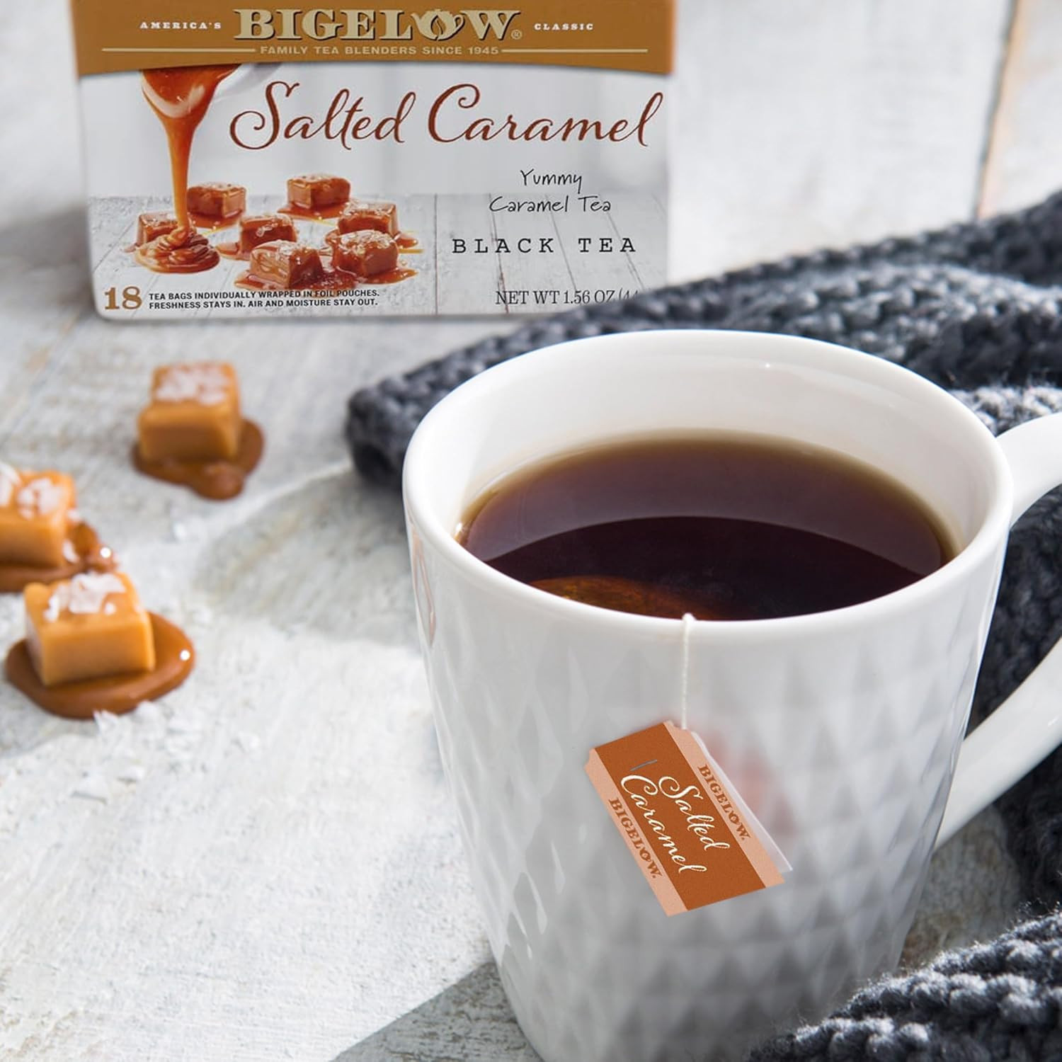 Salted Caramel Black Tea, Caffeinated Tea with Caramel and Salt, Holiday and Chr