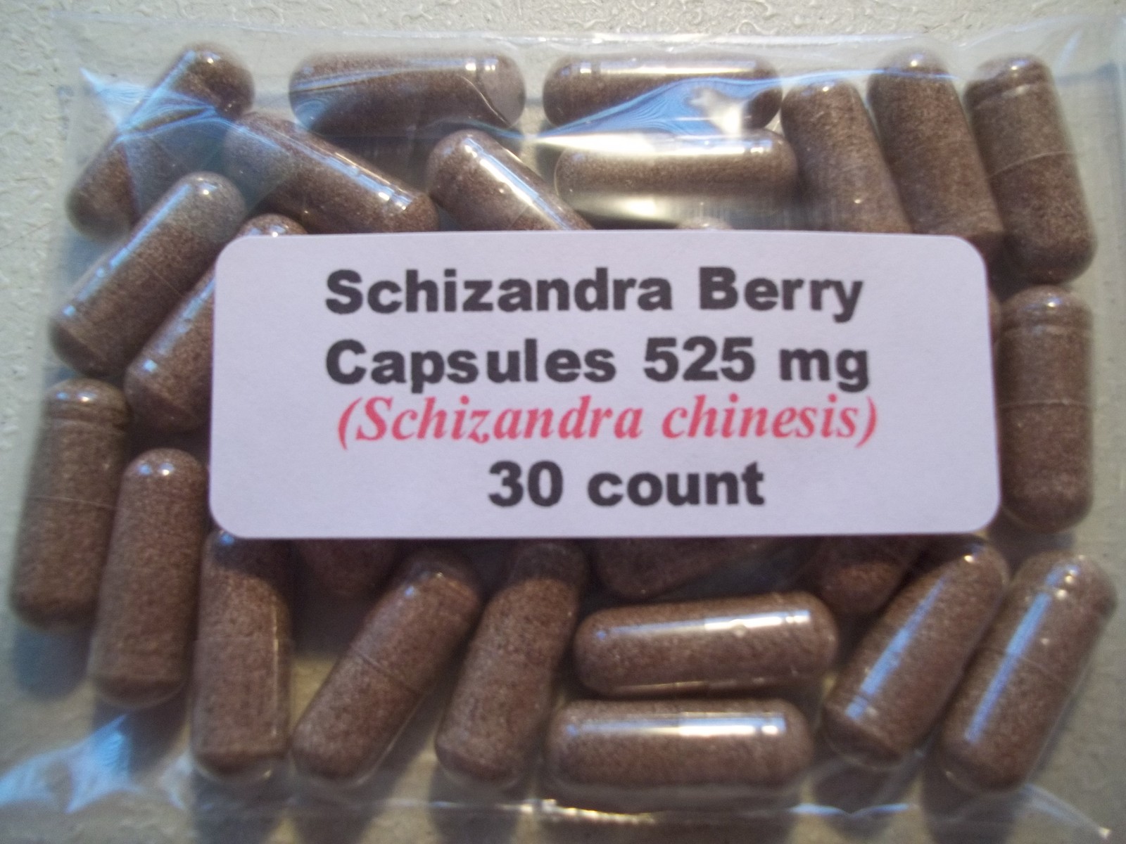 Schizandra Berry Powder Capsules (Schisandra chinesis) 525mg. 30 count