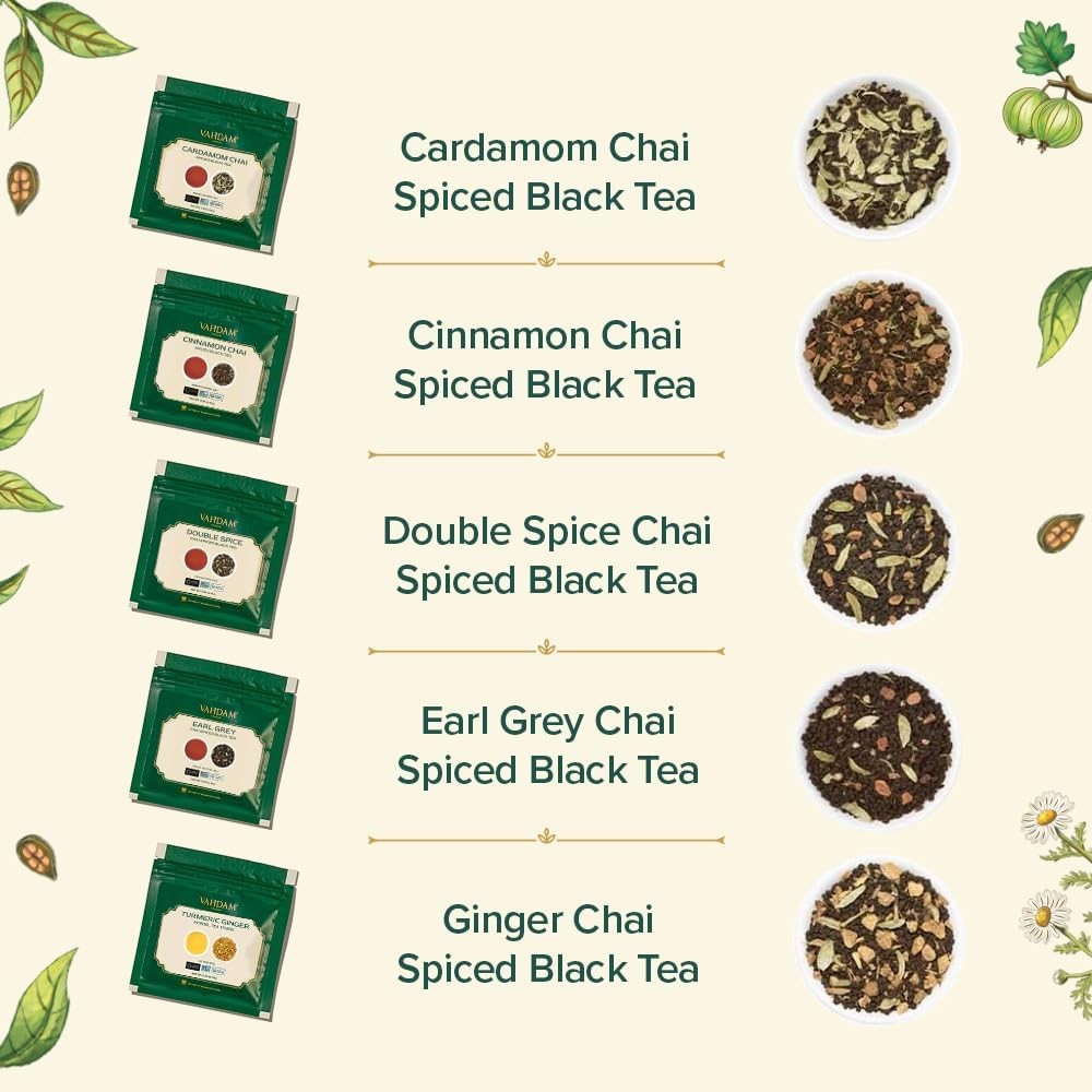 , Assorted Loose Leaf Chai Tea Sampler (10 Flavors, 50+ Servings) | Indian Ex…