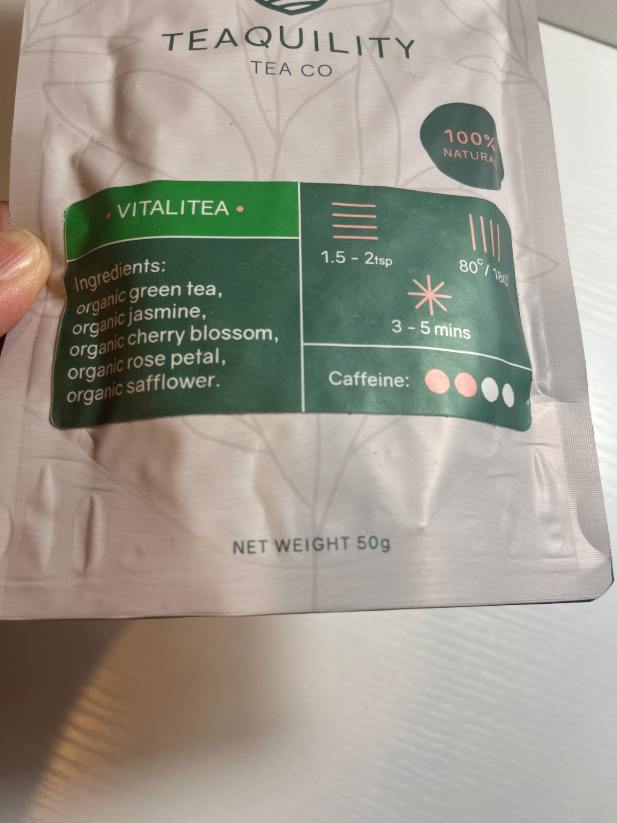 Vitalitea 100% Natural 50g Bag, Organic Jasmine & Cherry Loose Leaf Tea