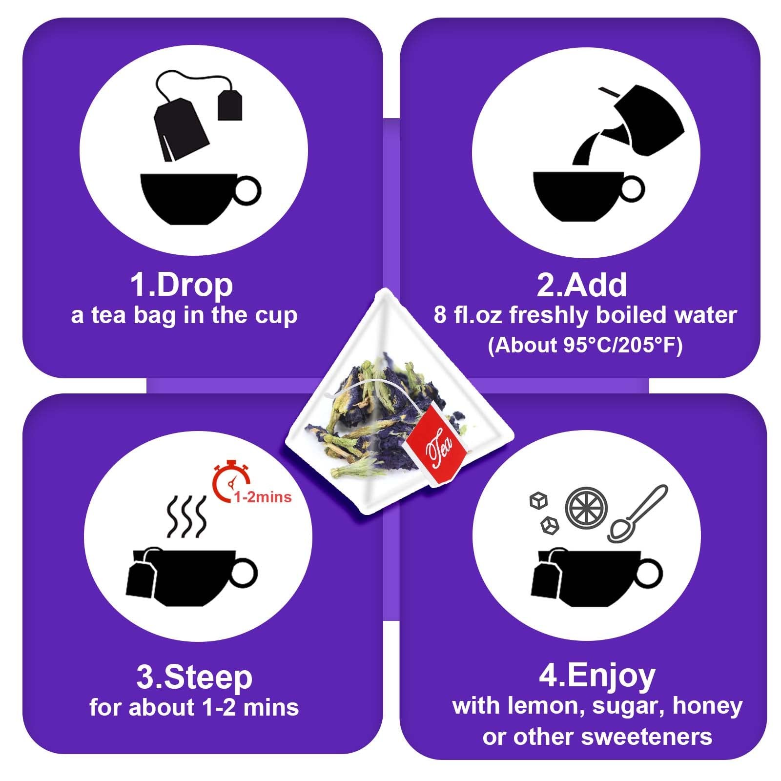 – Butterfly Pea Flower Tea – 50 Count Butterfly Pea Flower Tea Bags – Natural…