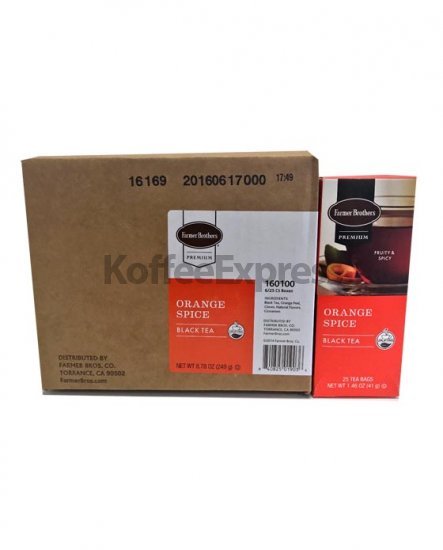 Farmer Brothers Premium Black Tea, Orange Spice, 6/25 ct boxes