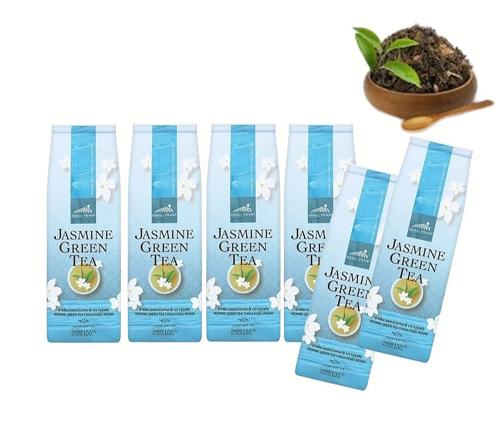 6 Packs x 100g Choui Fong Jasmine Green Tea Thai Premium Loose Leaf Tea Drink