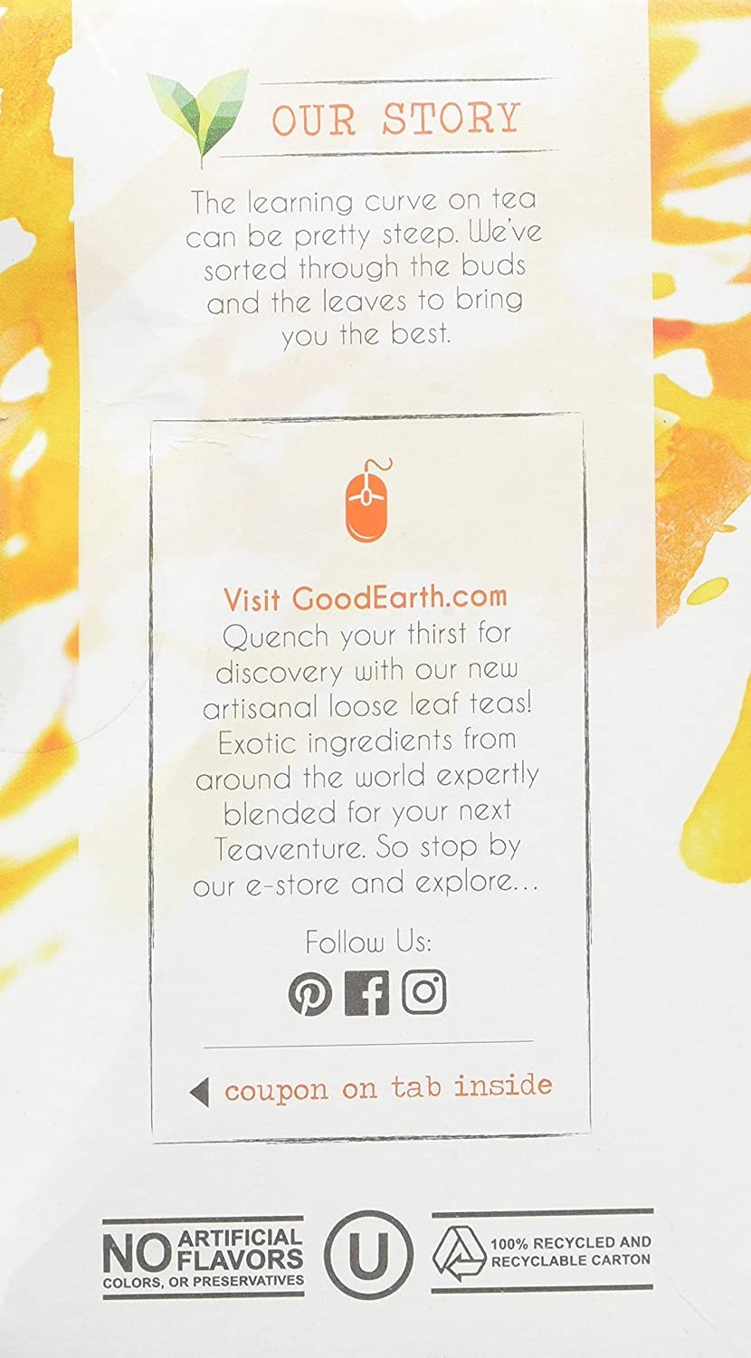 Organic Sweet & Spicy Herbal Caffeine Free Good Earth Teas 18 Tea Bag (Pack o…