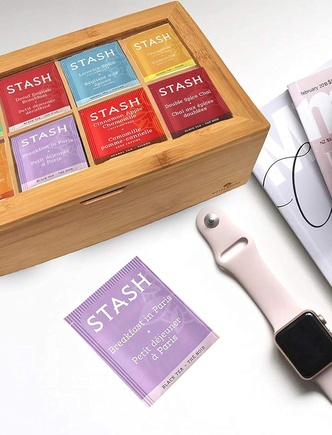 80 Tea Bags Sampler Variety Pack – 30 Unique Flavors in Bamboo Organizer for Tea