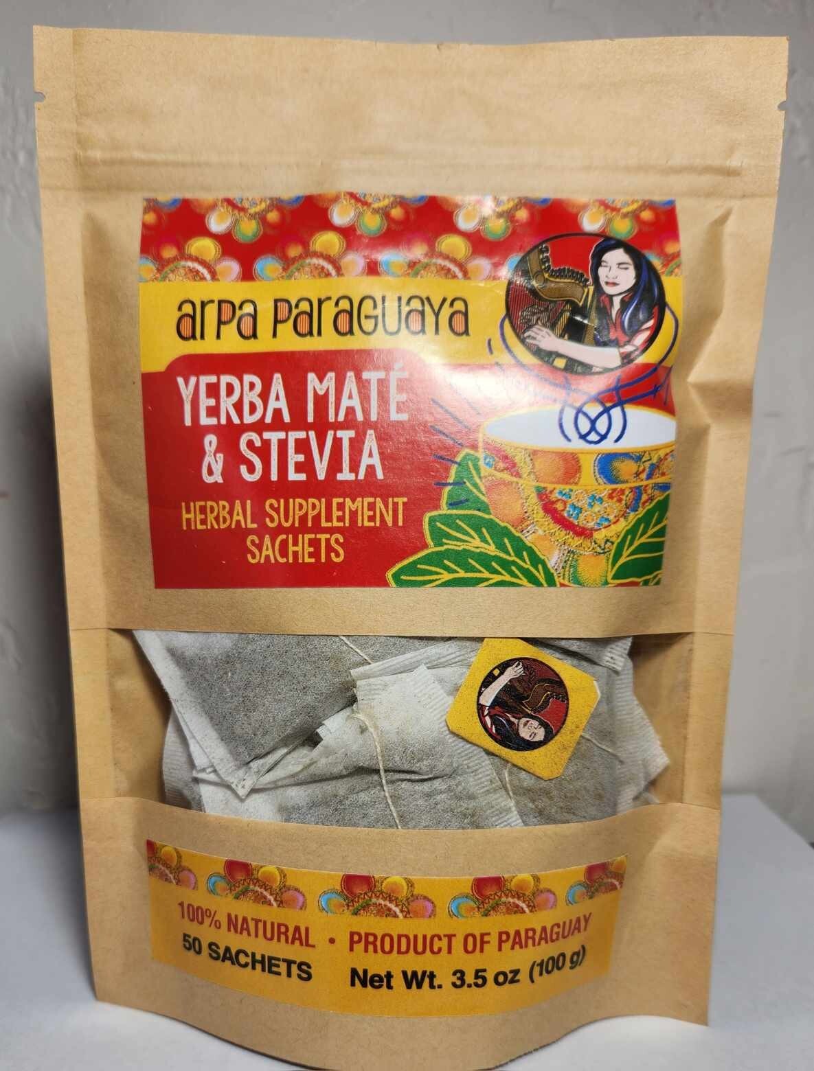 BULK Yerba Mate & Stevia Tea Sachets; 50 Sachets per pouch; BULK 40 Pouches