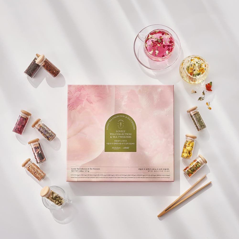 Premium 10-Tea Sampler Gift Set with Wooden Tweezers – 5 Blooming Flower & 5 …