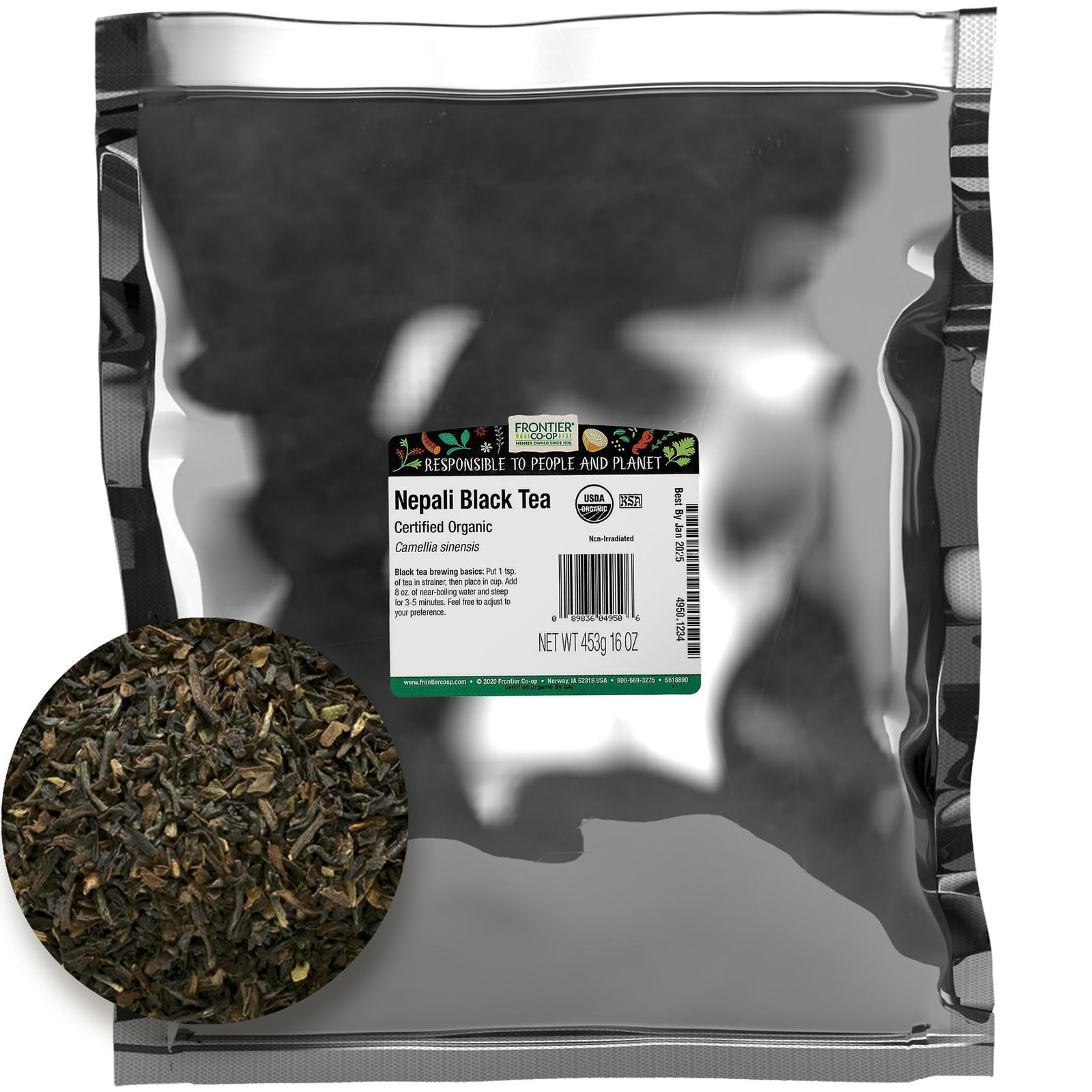 Organic Nepali Black Tea 16 Oz Frontier Co Op Earthy Sweet Floral Flavor