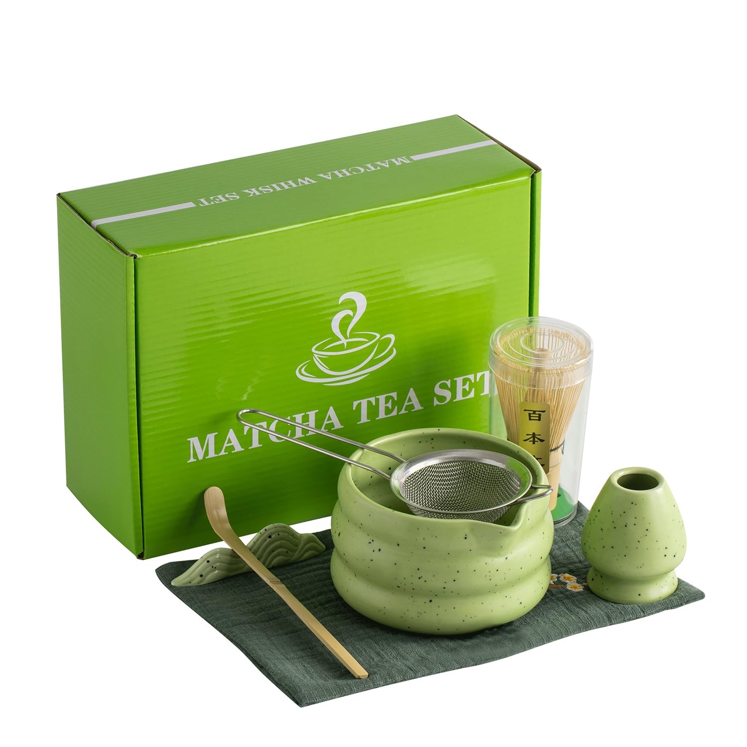 7Pcs Japanese Matcha Tea Set, Matcha Kit with Matcha Bowl (with Pouring Spout…