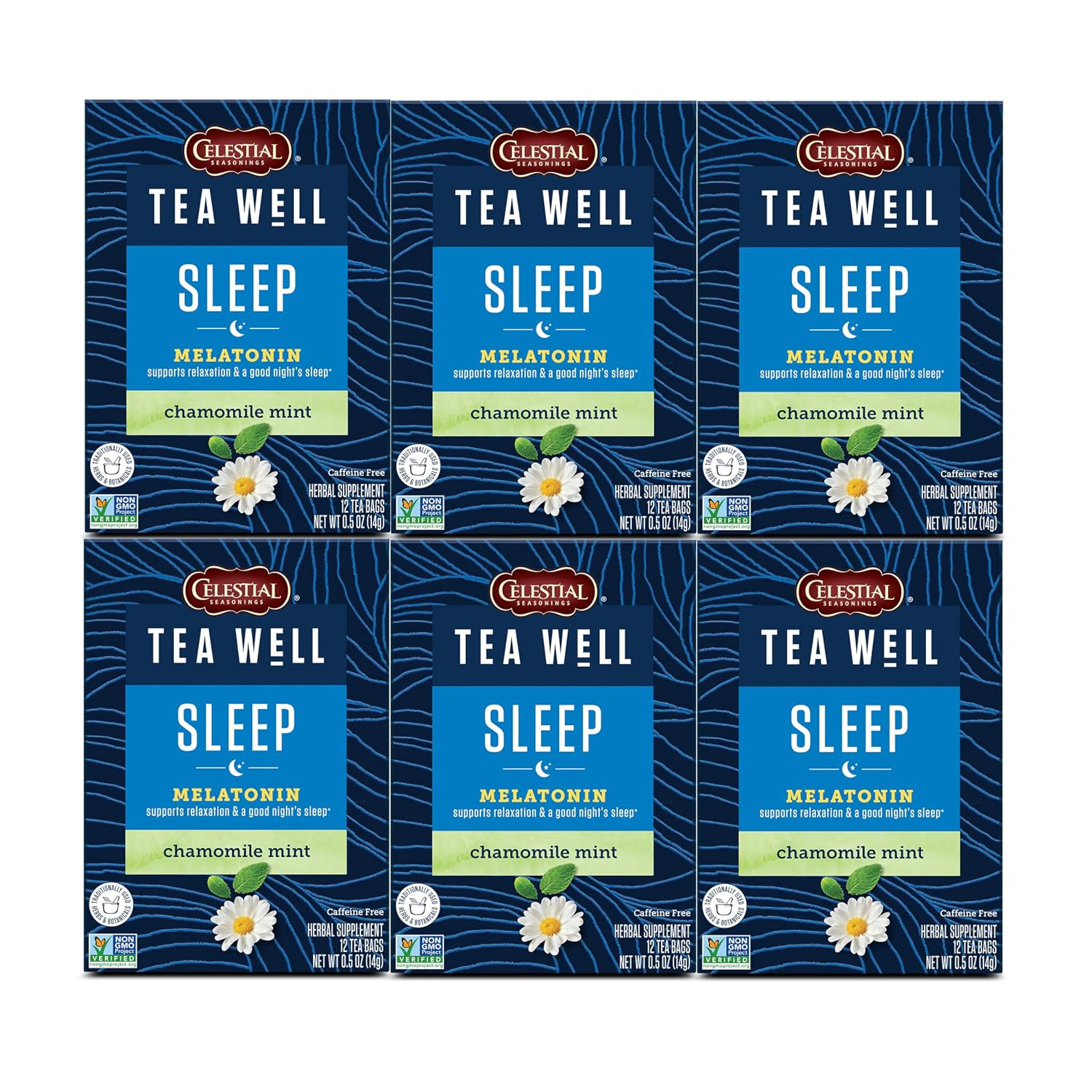 Teawell Herbal Tea, Sleep with Melatonin, Chamomile Mint, Caffeine Free Wellness