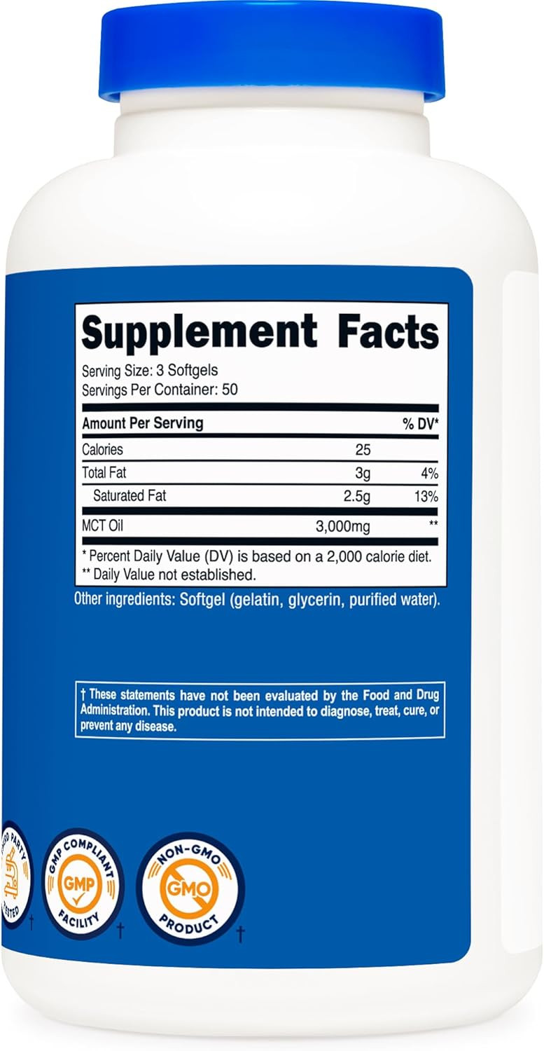 Nutricost MCT Oil Softgels 1000mg, 150 SFG (3,000mg Serv) – Great for Keto,…