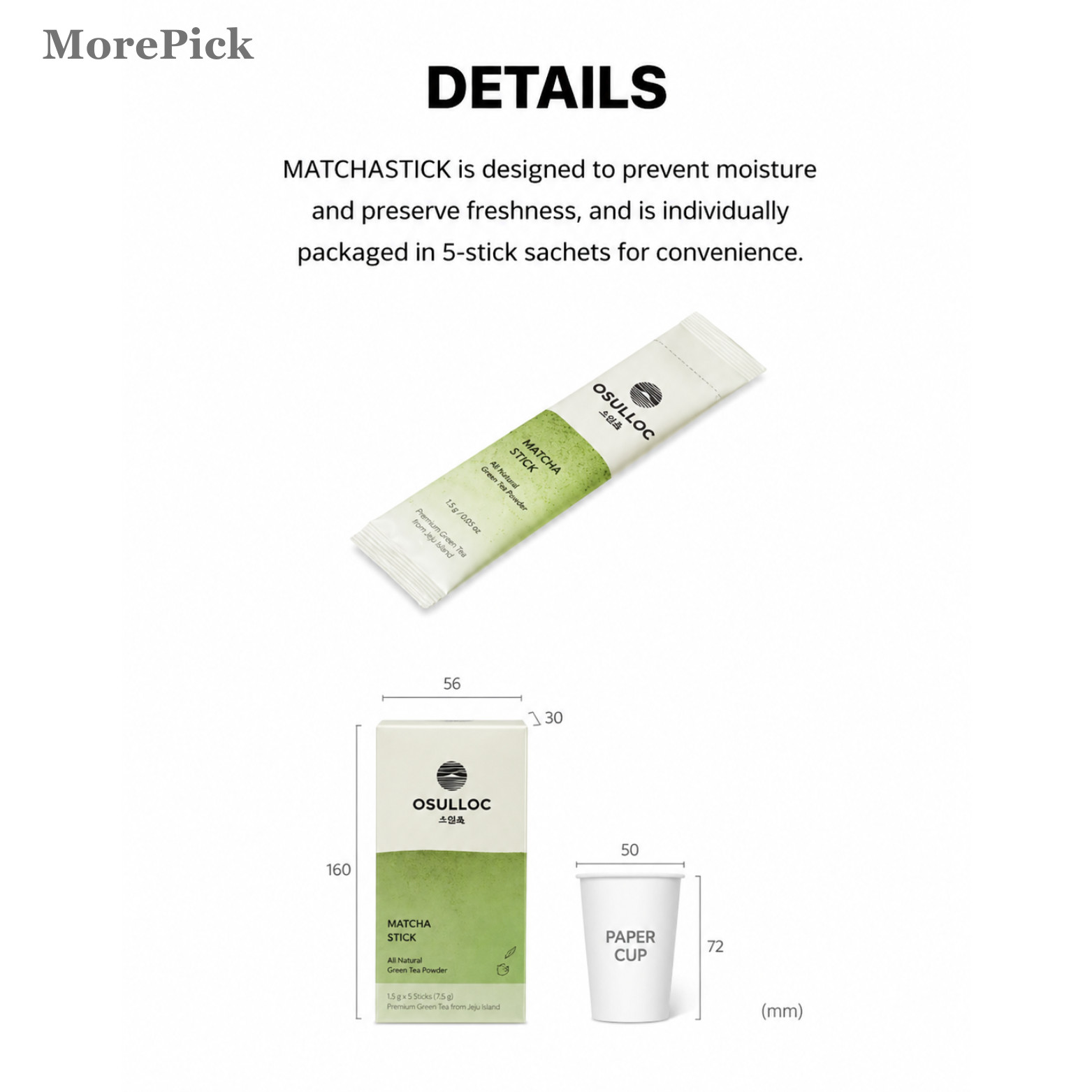 Osulloc Korean Matcha Stick Premium Green Tea Powder Portable Tea Sticks