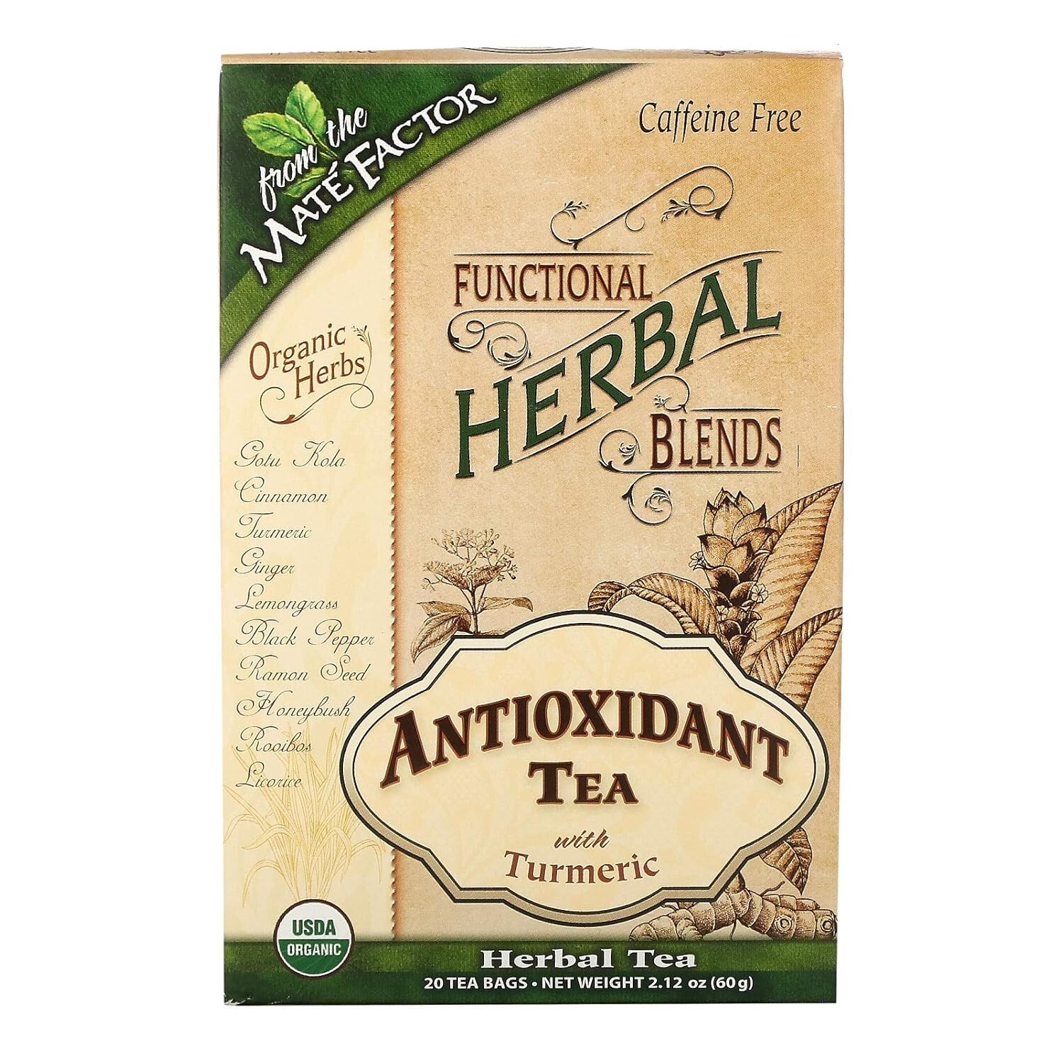 Mate Factor Organic Antioxidant With Tumeric – Herbal Tea 20 Bags