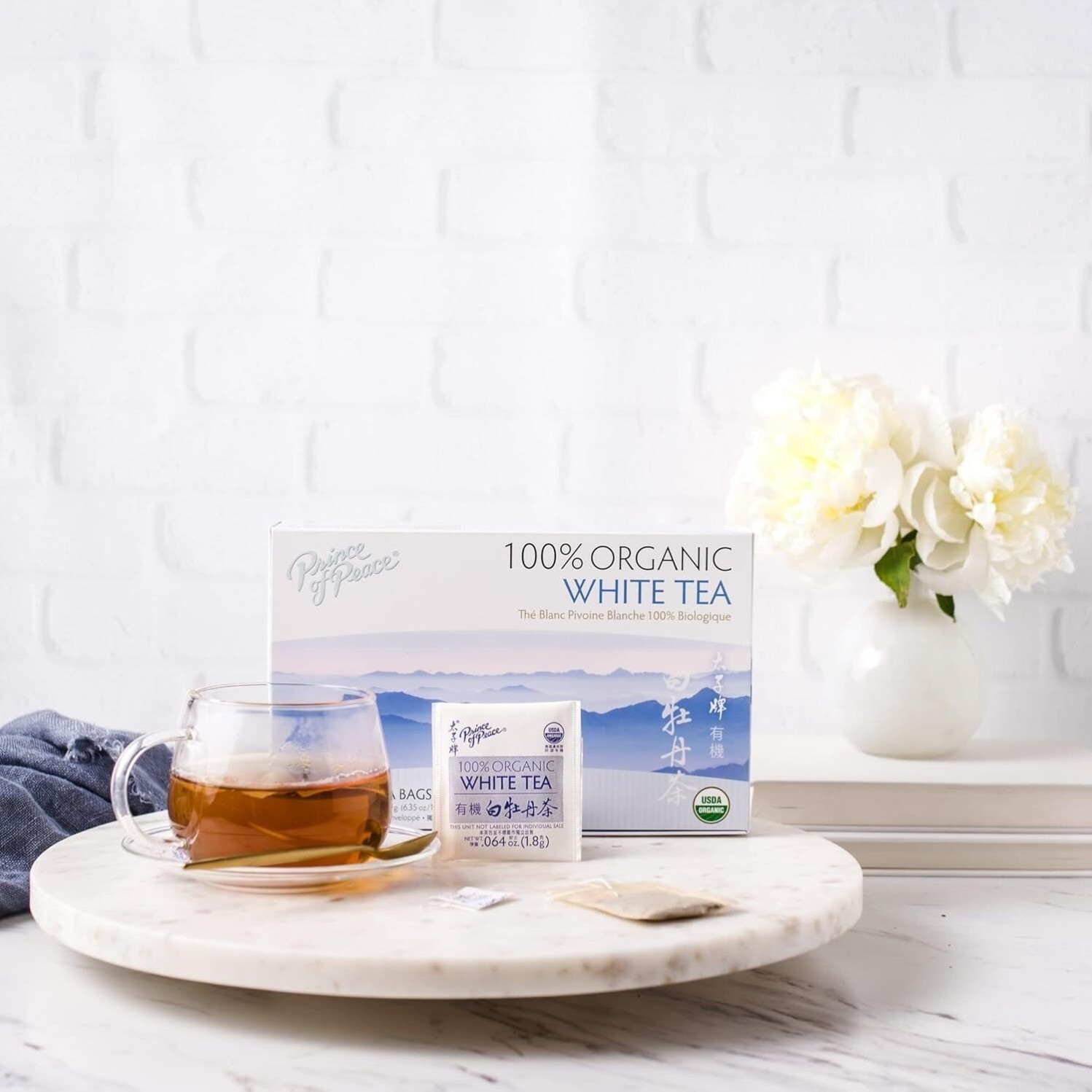 100% Organic White Tea- 5 Box-100 Tea Bags Each Box -Prince of Peace