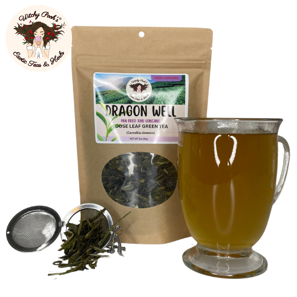 Dragon Well Loose Leaf Green Tea, High Caffeine Equal to Coffee