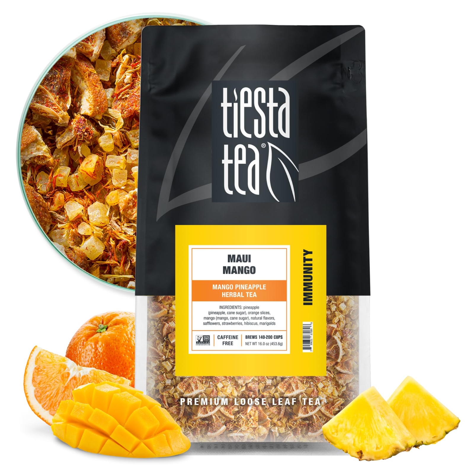 Maui Mango Herbal Tea Bulk Pouch 200 Cups Tropical Blend Caffeine Free