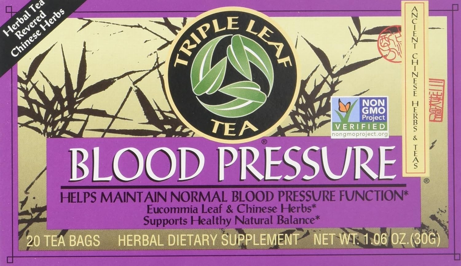 Blood Pressure Tea Bags, 1.06 Ounce 20 Count Pack of 3