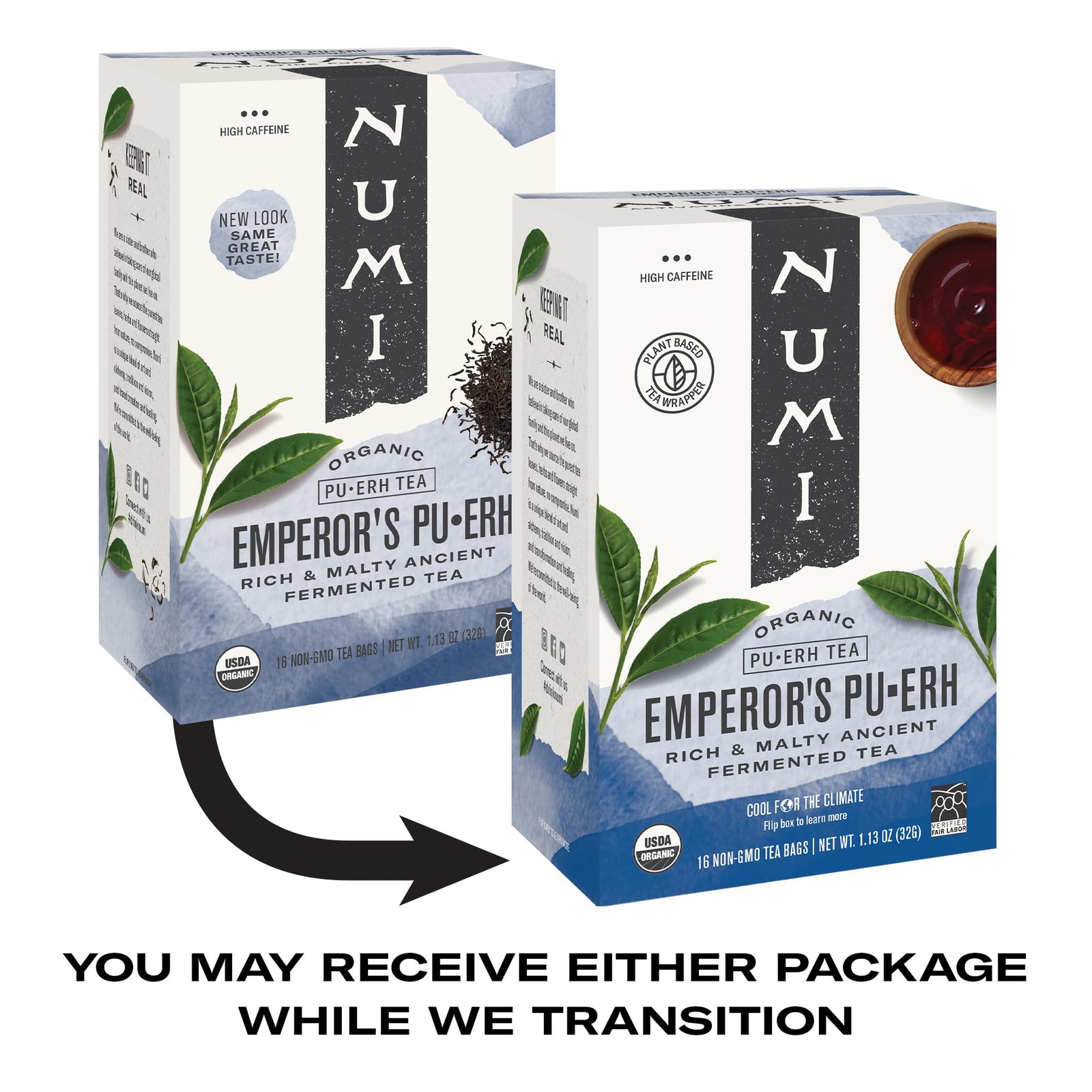 Numi Organic Emperor’s Pu-erh Tea, 16 Dark Tea 16 Count (Pack of 1), Brown