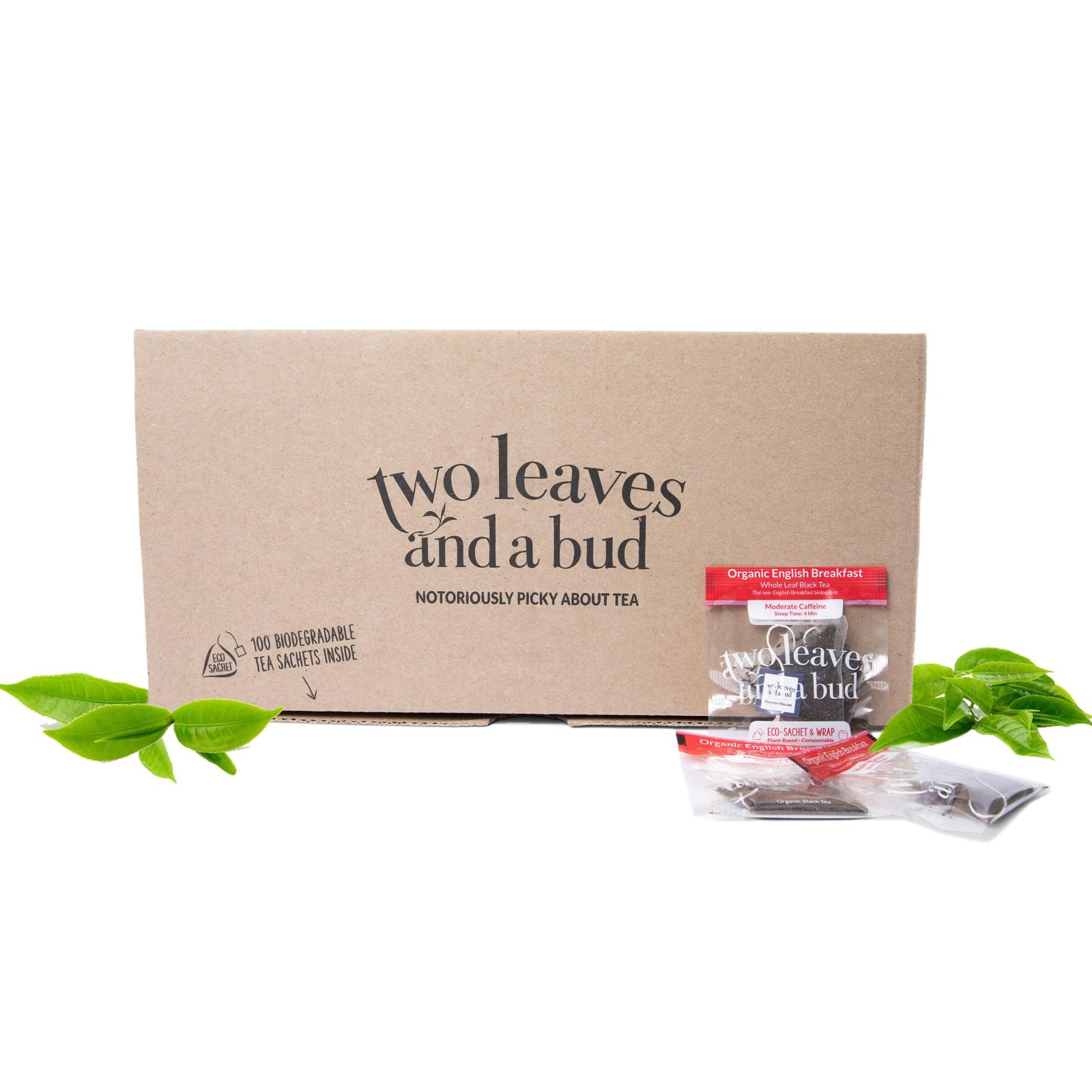 Two Leaves and a Bud Organic English Breakfast Tea 100 Count (Pack of 1)