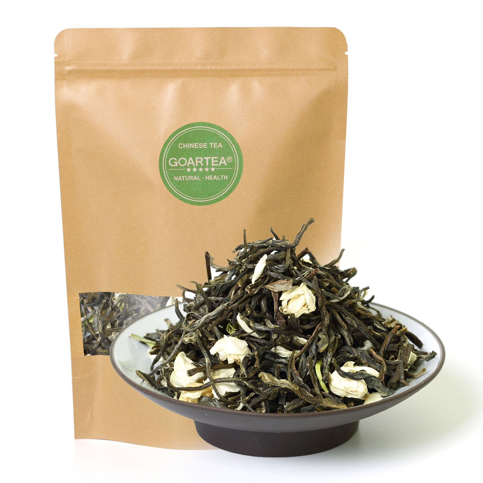 GOARTEA Premium Fujian Jasmine Silver Green Tea Chinese Loose Leaf Yin Hao Tip