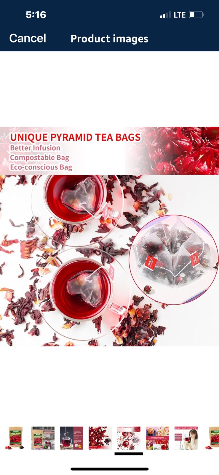 Rilltea Hibiscus Flower Tea Bags 50 💯 Natural