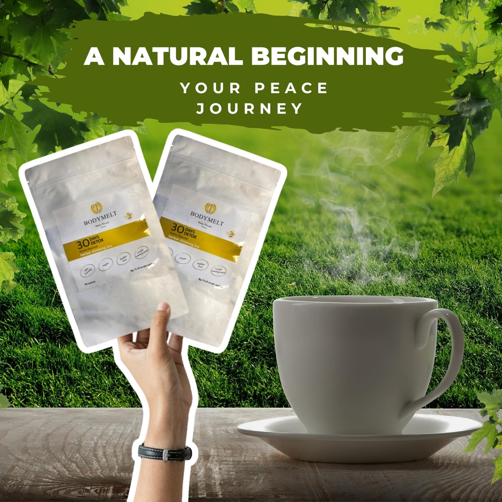 BODYMELT 30 Days Detox Tea Powder Form | Herbal Tea Formula | 30 Sachet Powder |