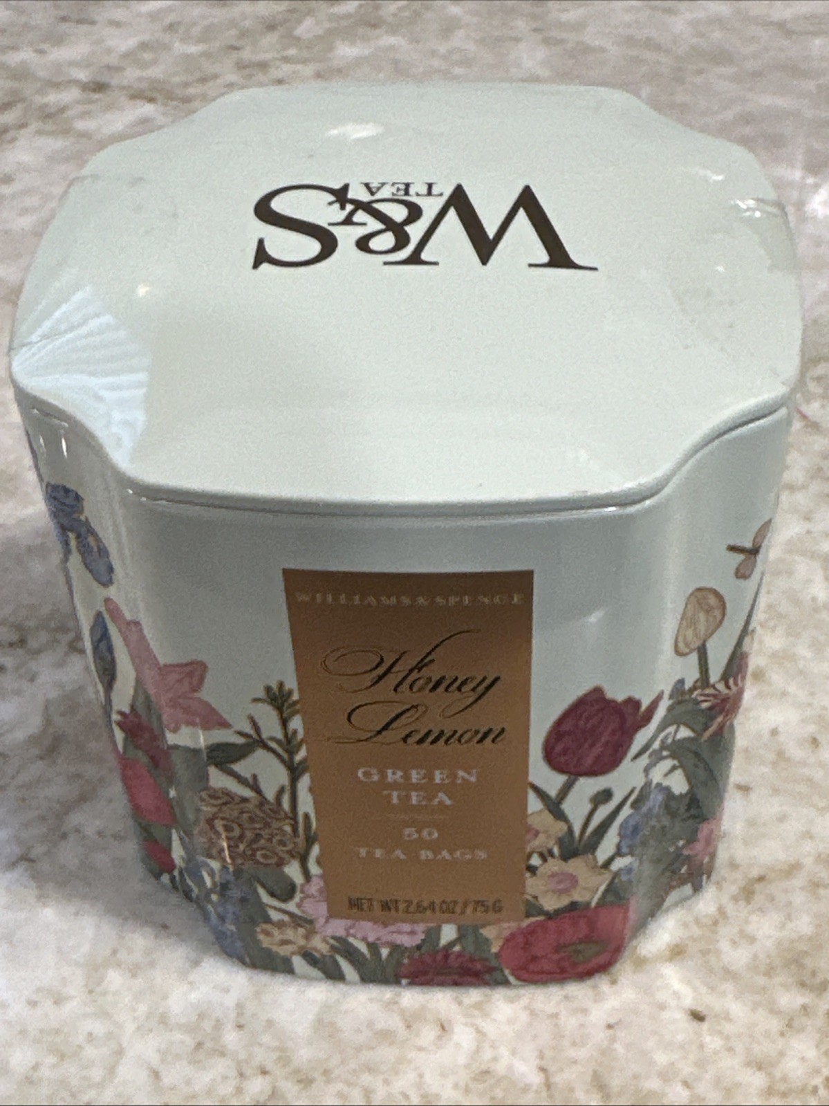 WILLIAM & SPENCE Green Tea HONEY LEMON 50 tea bags Tin 06/2028