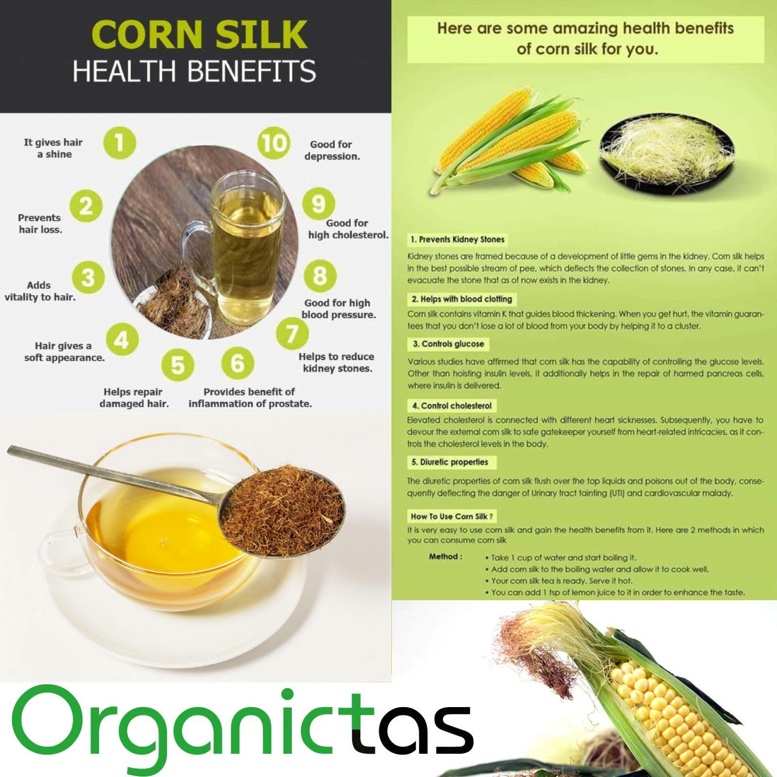 Organic Cornsilk Tea Loose Premium Quality with many Health Benefits 25g – 200g