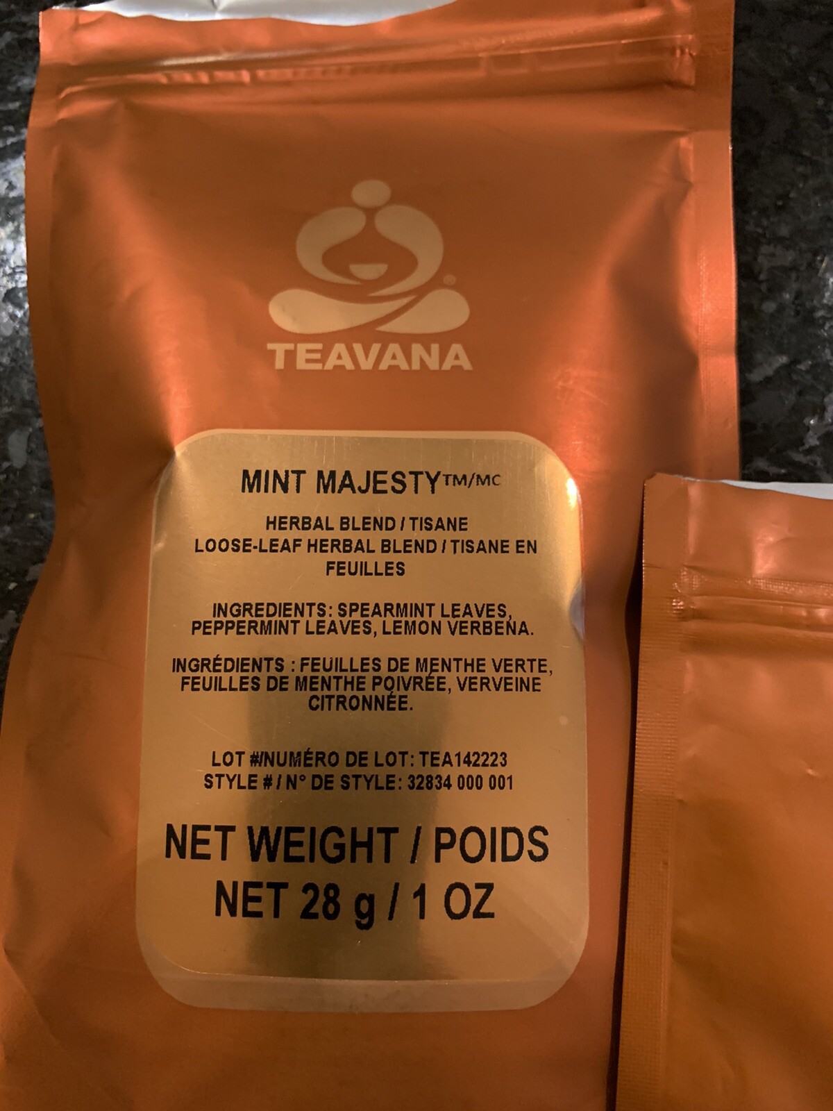 Teavana Loose Tea Lot Of Three Open Bags Mint Majesty Earl Gray Rooibos Chai