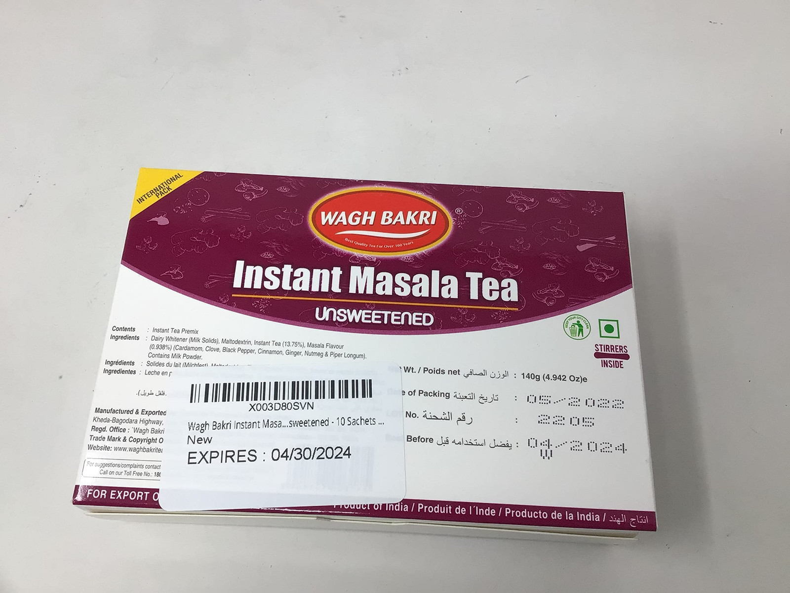 Instant Masala Chai Tea Unsweetened 4.94 Ounce Pack of 1 Delicious Flavor