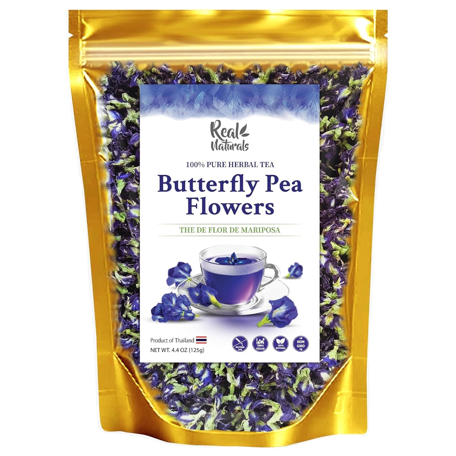 Butterfly pea flower tea loose leaf 375+ Cups [ 4.4 Ounces Oz] Dried butterfl…