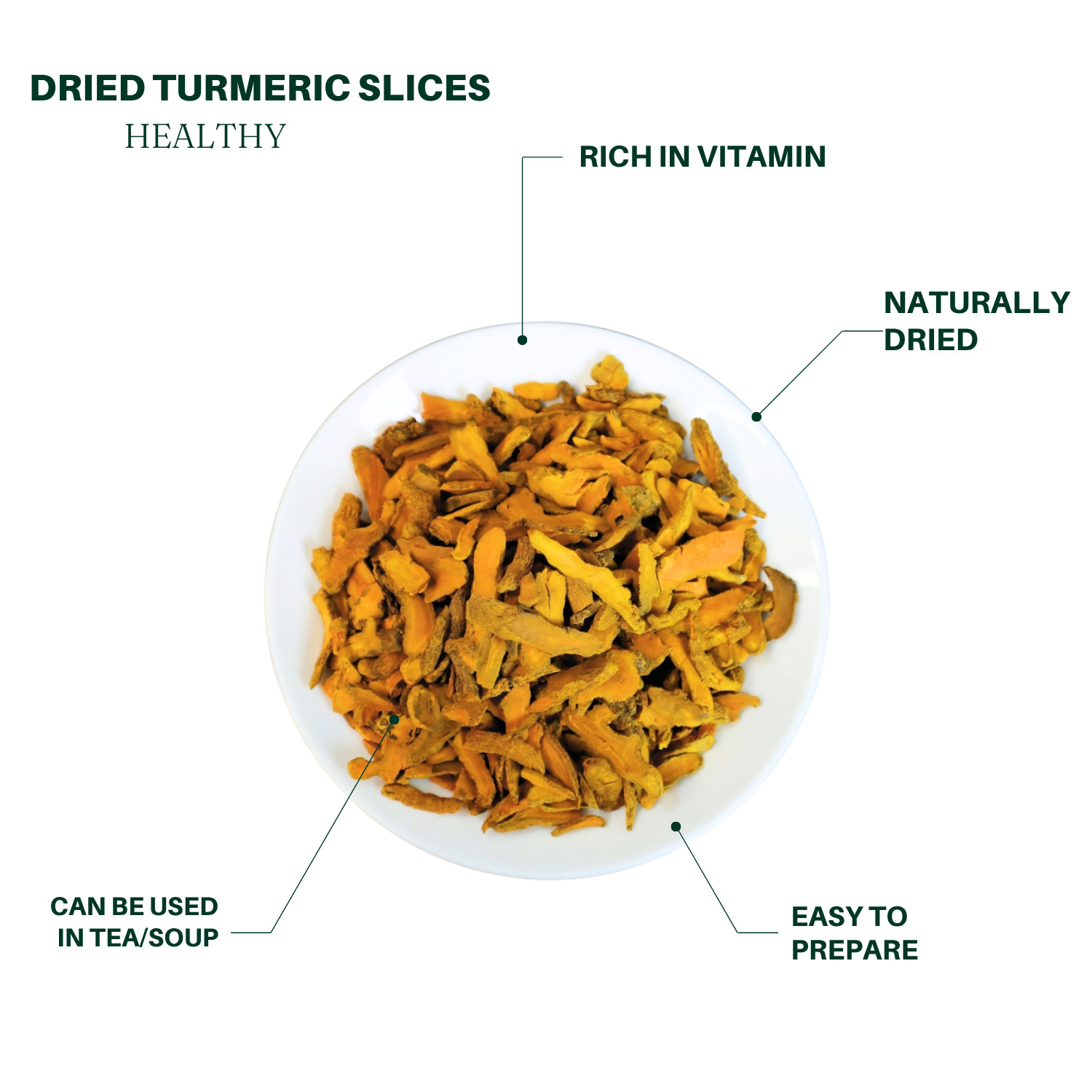 Dried turmeric slices, 8oz, Herbal Tea, Vegan, Hand picked, Pack in USA 九龍堂 姜黄