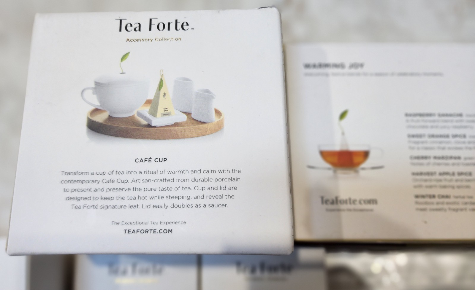 Tea Forte Gift Set 1 Cafe Cup 2 Tea Trays , Infuser, 60 Filter Bags, Warming Joy
